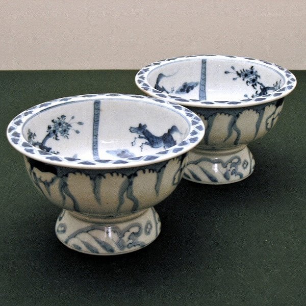 古伊万里・脚付小鉢・2客セット・No.161205-52・梱包サイズ60