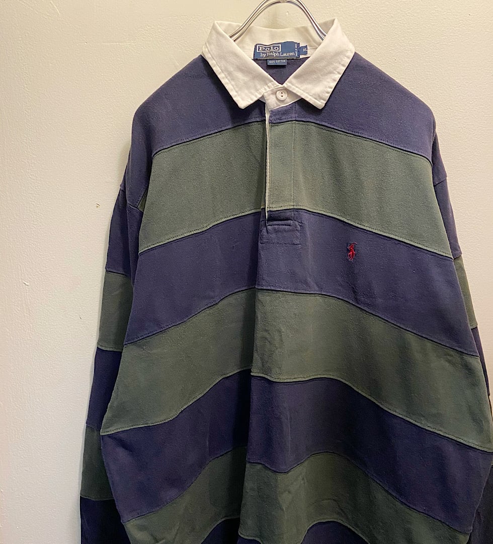90s古着 POLO Ralph Lauren/ポロラルフローレン 刺繍ロゴ ラガーシャツ