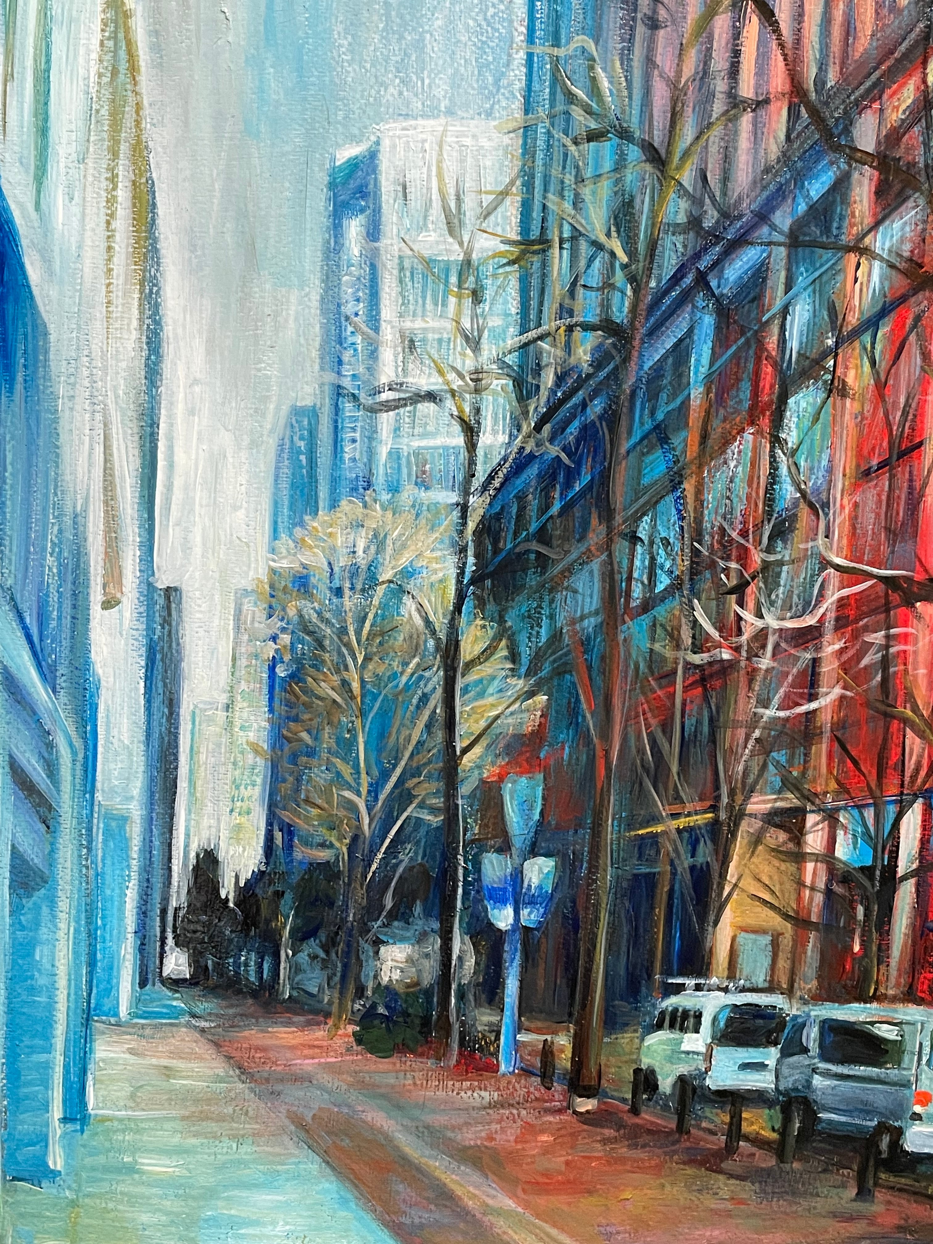 F6アクリル画「ビルの影」 | 絵楽人（辻匠）