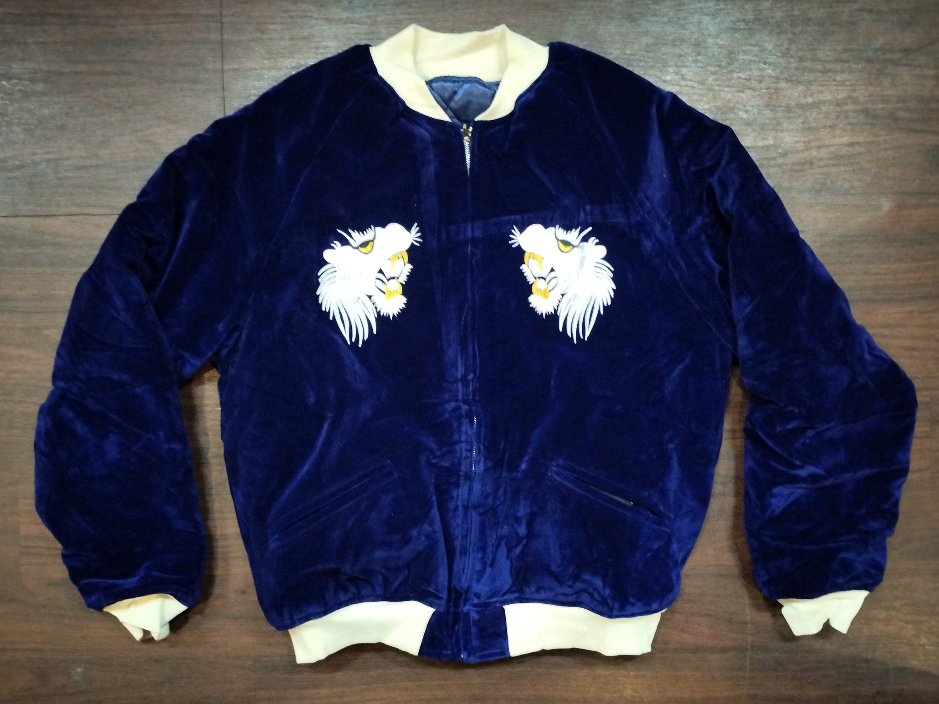 417 別珍スカジャン 白虎 黒 x 生成り | American Wear Shop Lapine