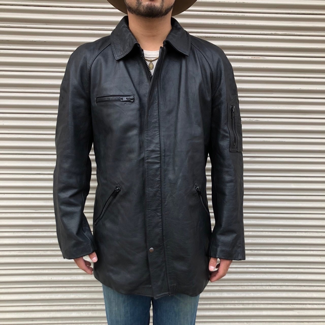 70s Italy Policeman イタリア ポリスマン レザー ジャケット