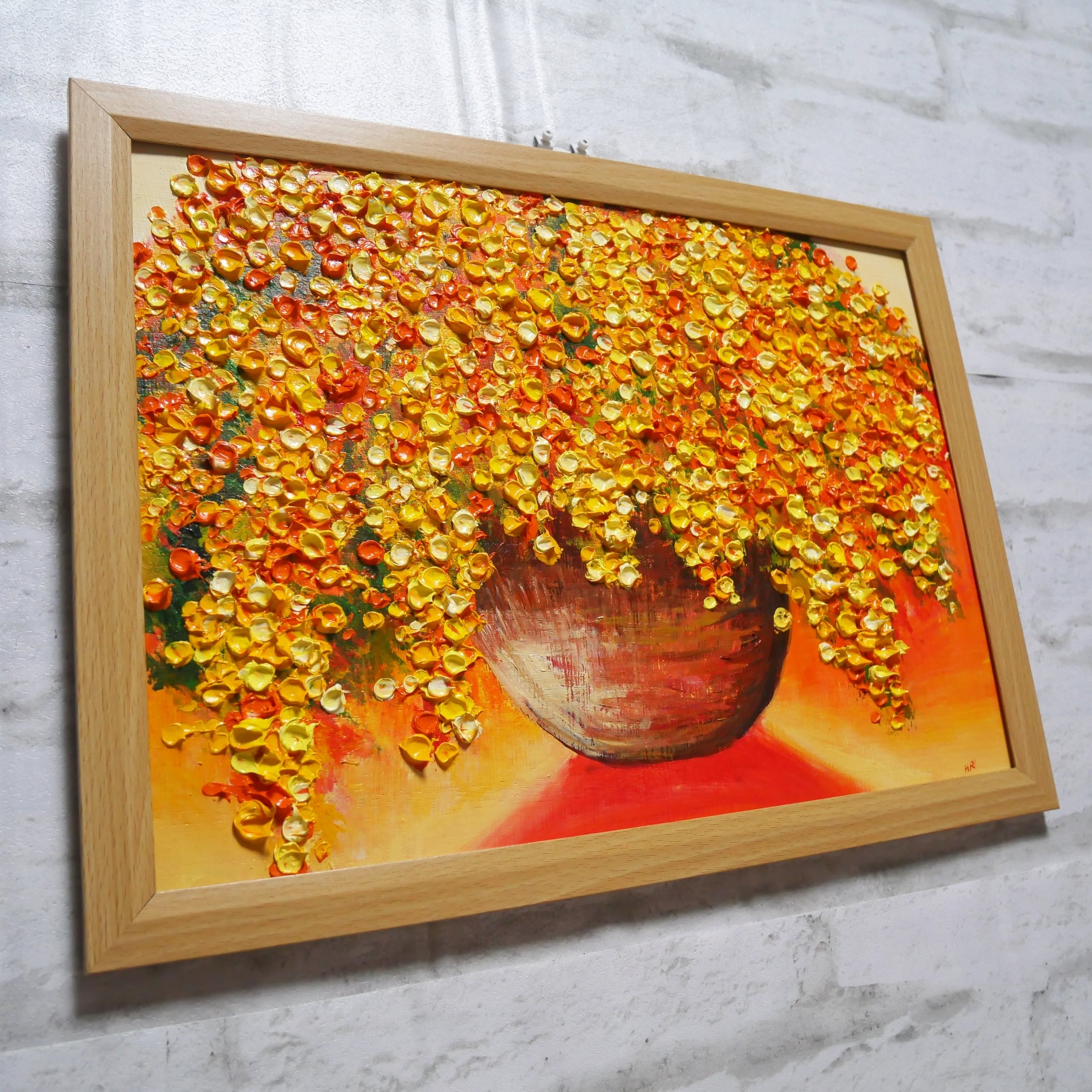 油絵 油彩 油彩画 絵 絵画【ミモザ】B4サイズ | HIROSHI1990