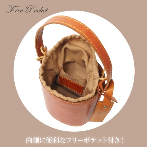 ミニバケツ 牛革 ヌメ革 ショルダーバッグ ハンドバッグ No.03120
