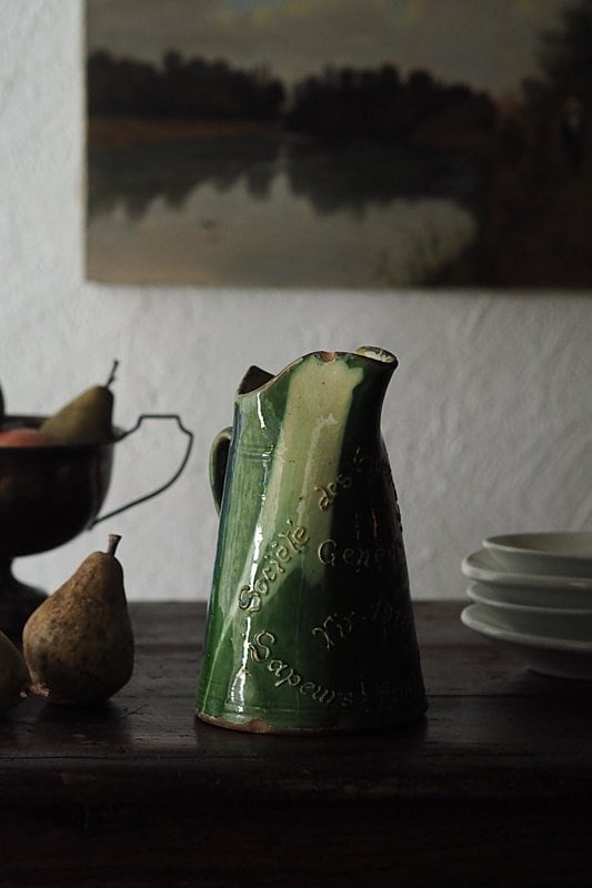 色の変化 陶器水差し-antique pottery pitcher | アンティーク