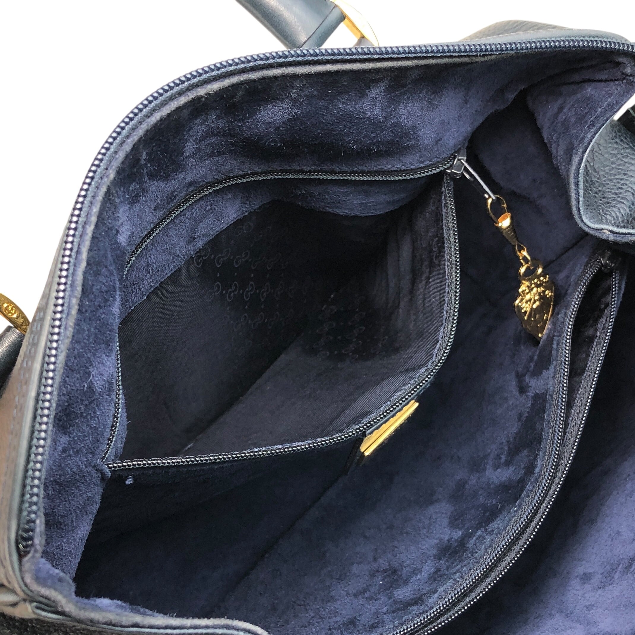 GUCCI グッチ ボストンバッグ ネイビー レザー vintage ヴィンテージ