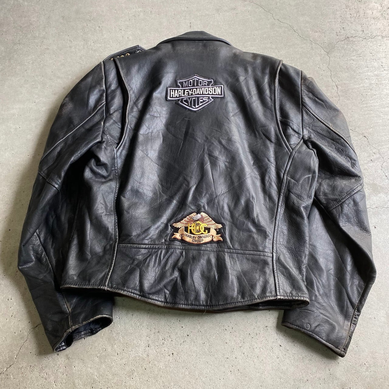 OPEN ROAD ワッペン カスタム ダブルライダースジャケット レザー