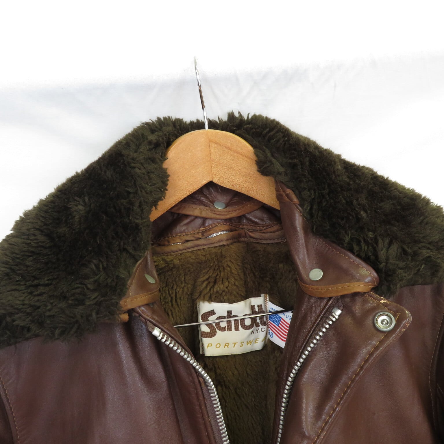 Schott A-2 レザー フライトジャケット ボアライナー 襟ボア付き