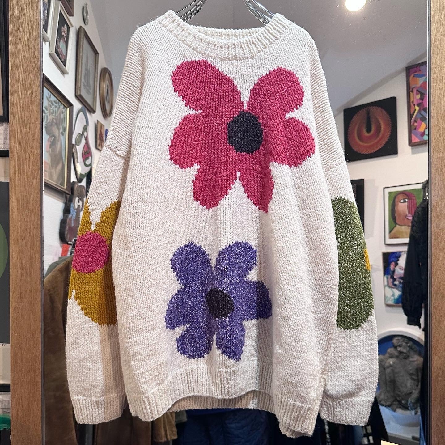 90's Ecuador Knit Flower Sweater エクアドル ニット お花 セーター