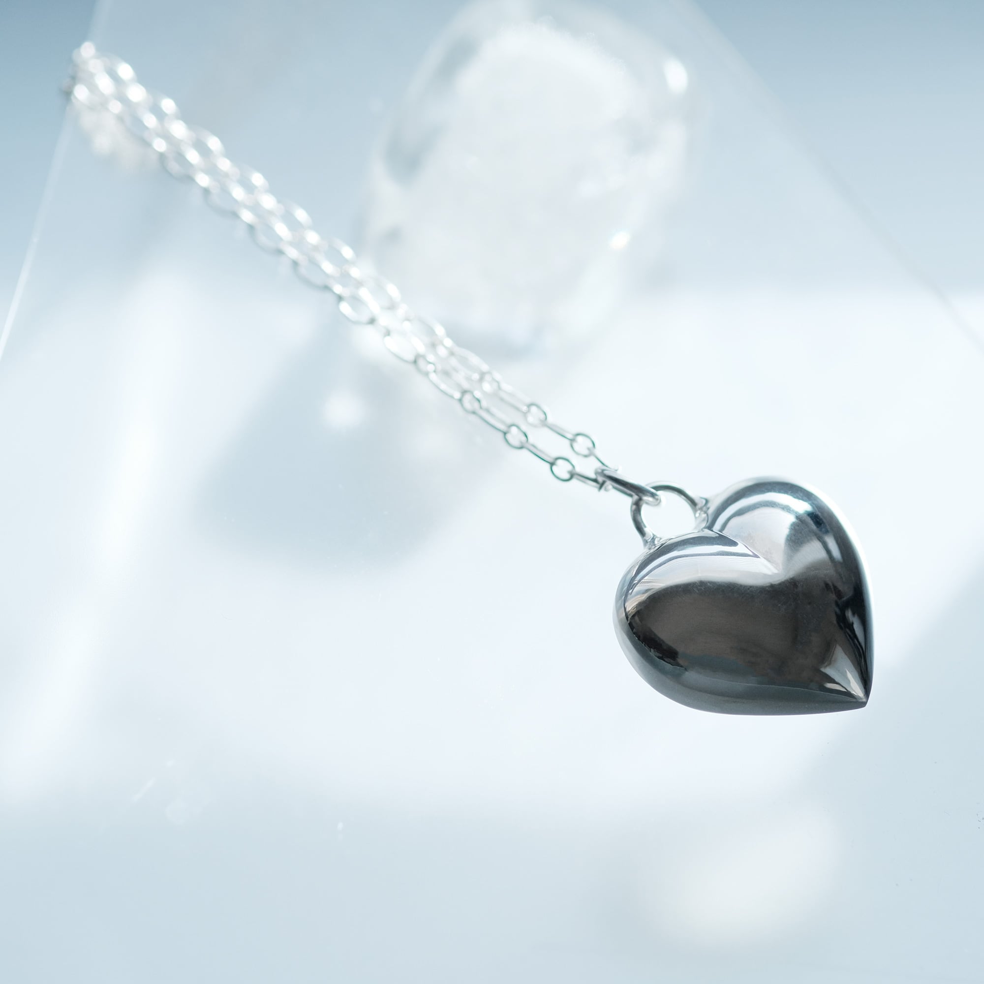 BIG 立体 ハート ロング ネックレス シルバー925 | クラウドジュエリー