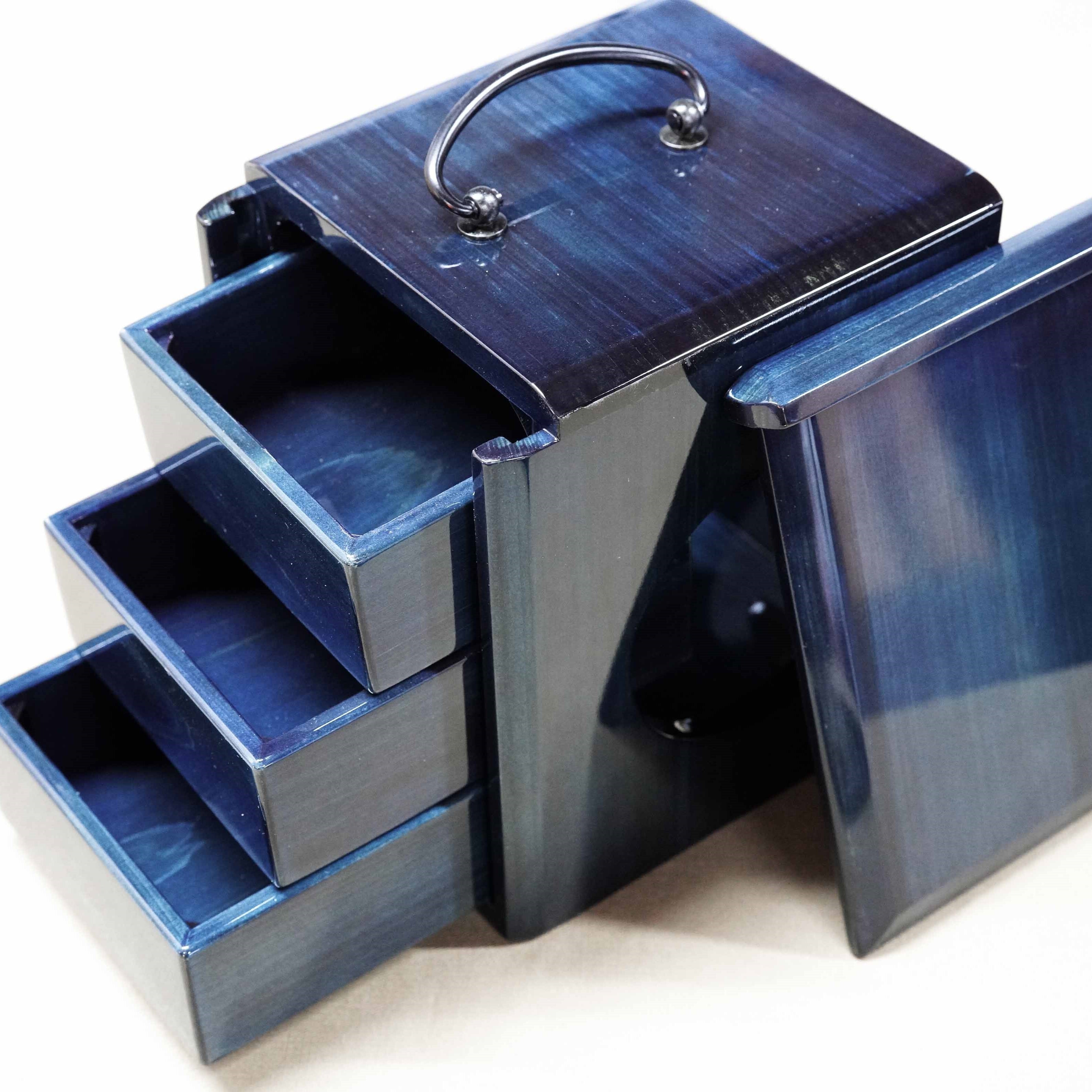 本藍染め遊山箱 逸品 鏡面仕上げ | 山口木工