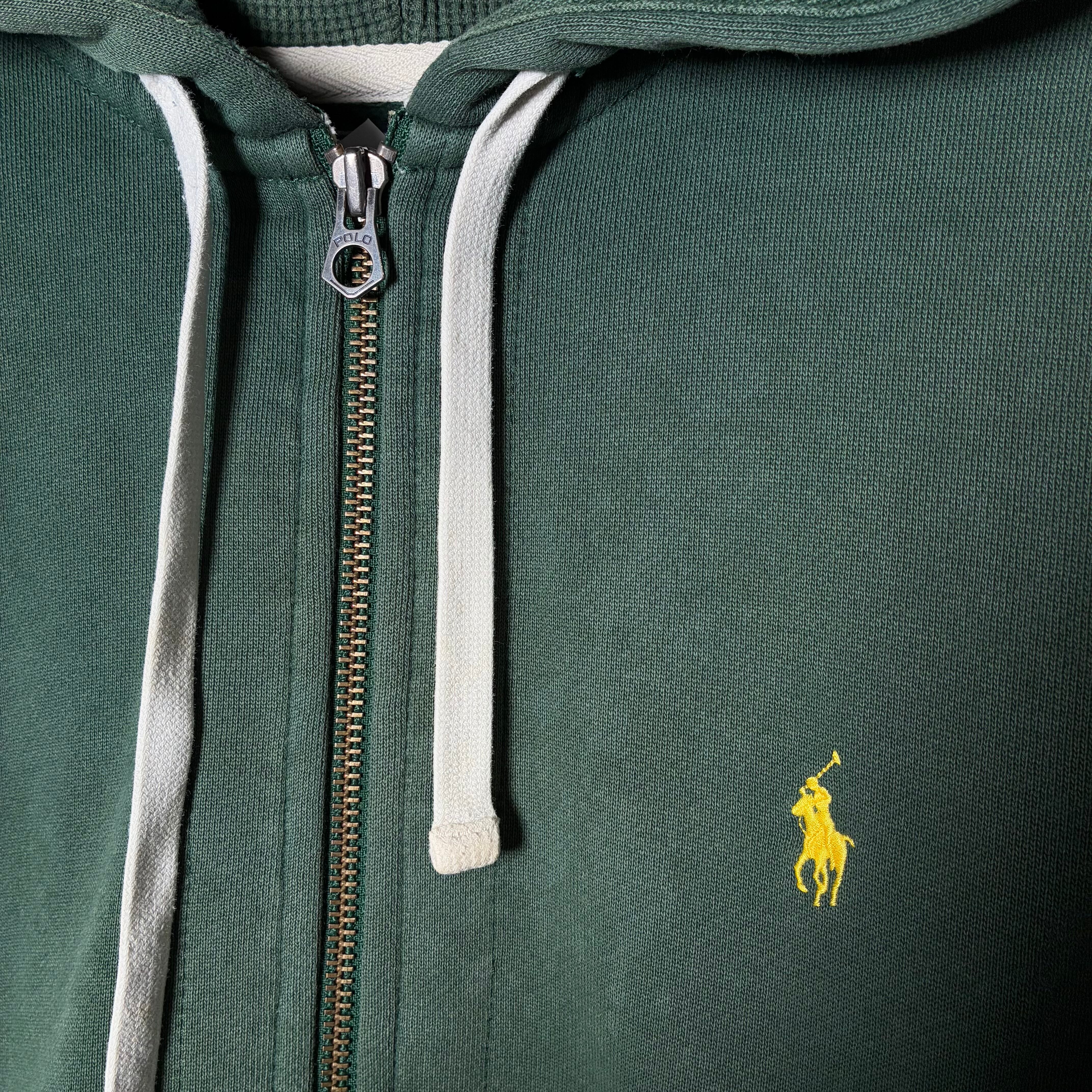 90s POLO RALPH LAUREN ジップパーカー 極上フェード 緑 フード裏