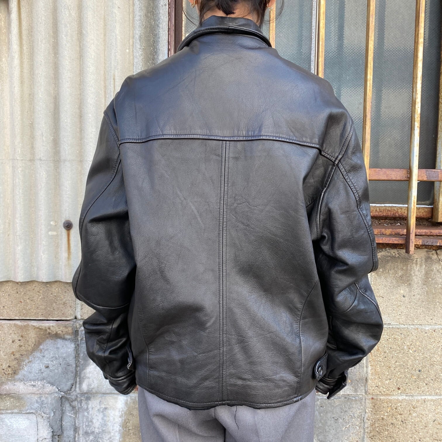 90年代 旧タグ J.CREW ジェイクルー レザージャケット メンズM 古着