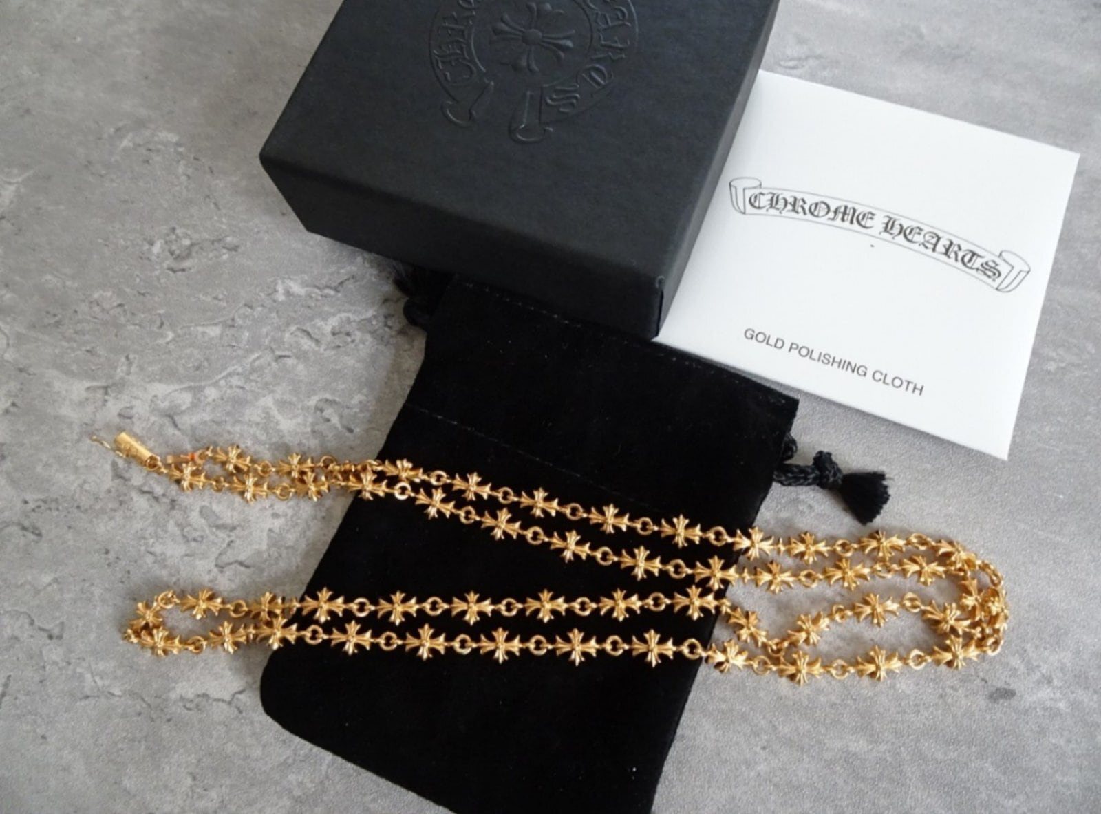 CHROME HEARTS クロムハーツ 22k タイニーE クロスチェーン ネックレス