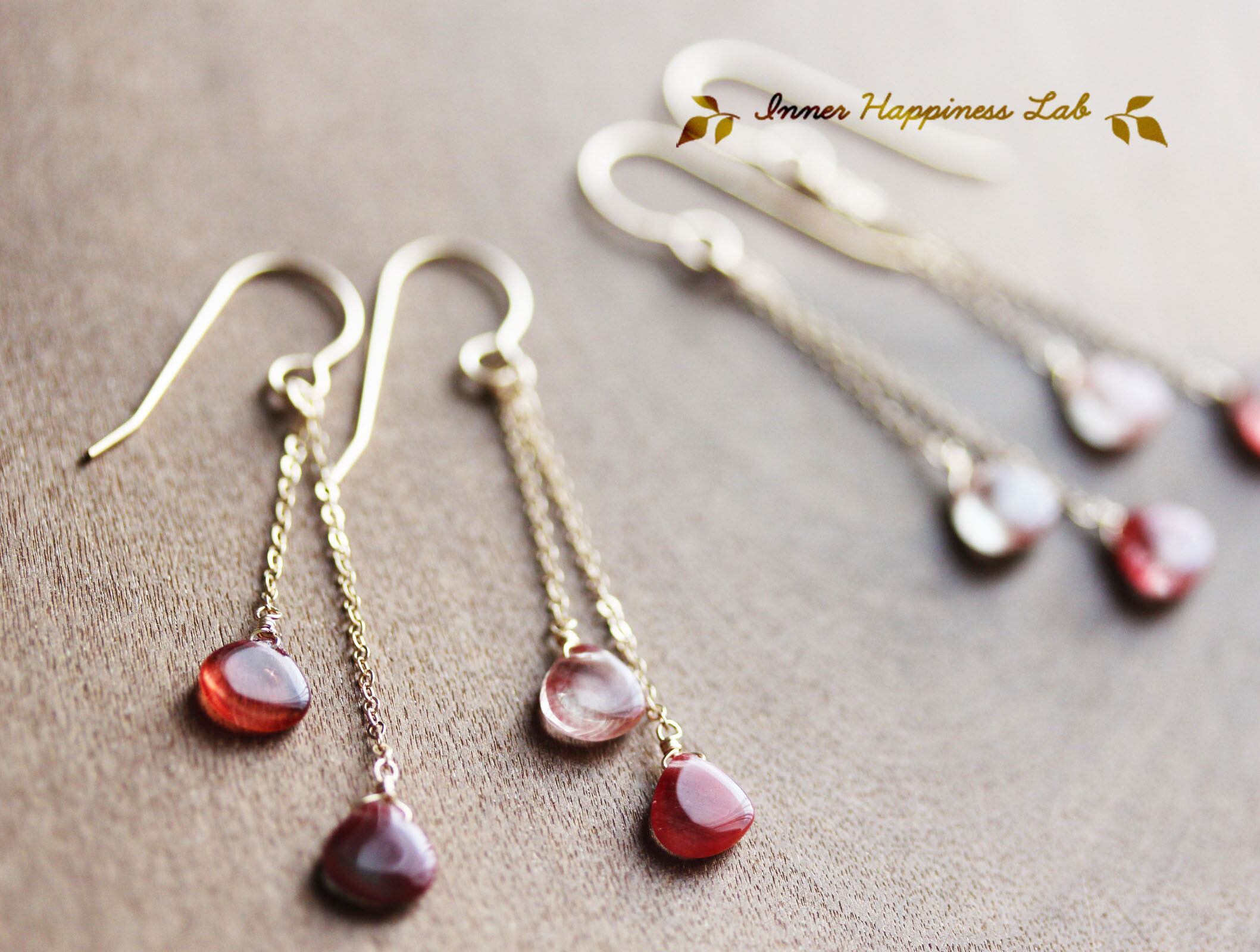 14KGF/ 希少石レッドアンデシンラブラドライトのピアス | Inner