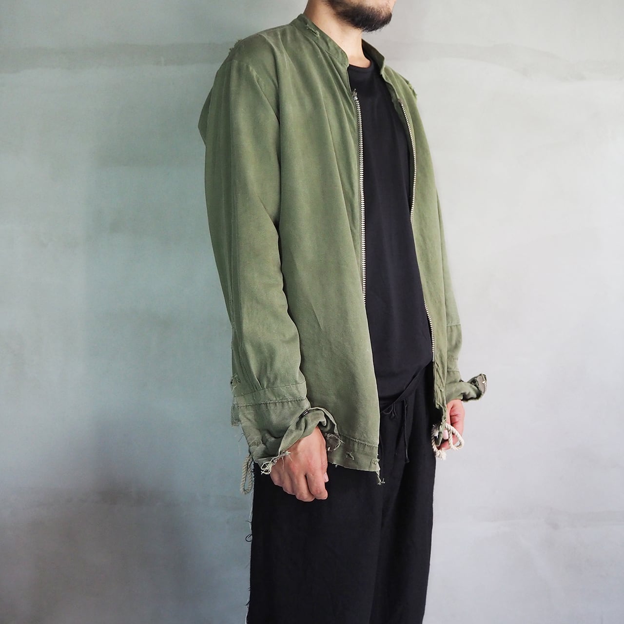 Greg Lauren ジップフロントスタジオテントシャツ オリーブ size 1