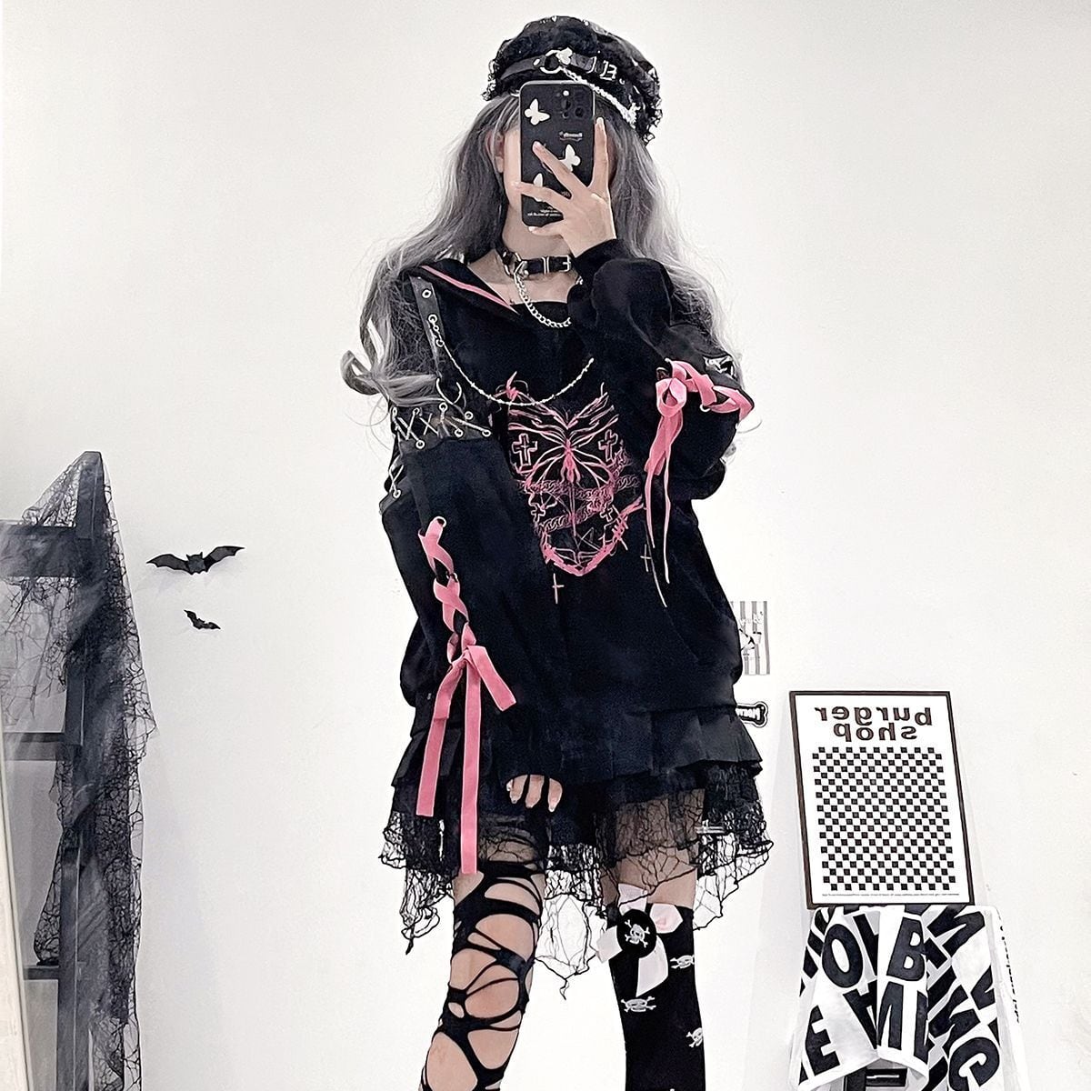 Y2Kサブカル地雷系チェーンベルトセットアップ：スカート | Maiden's Rêve