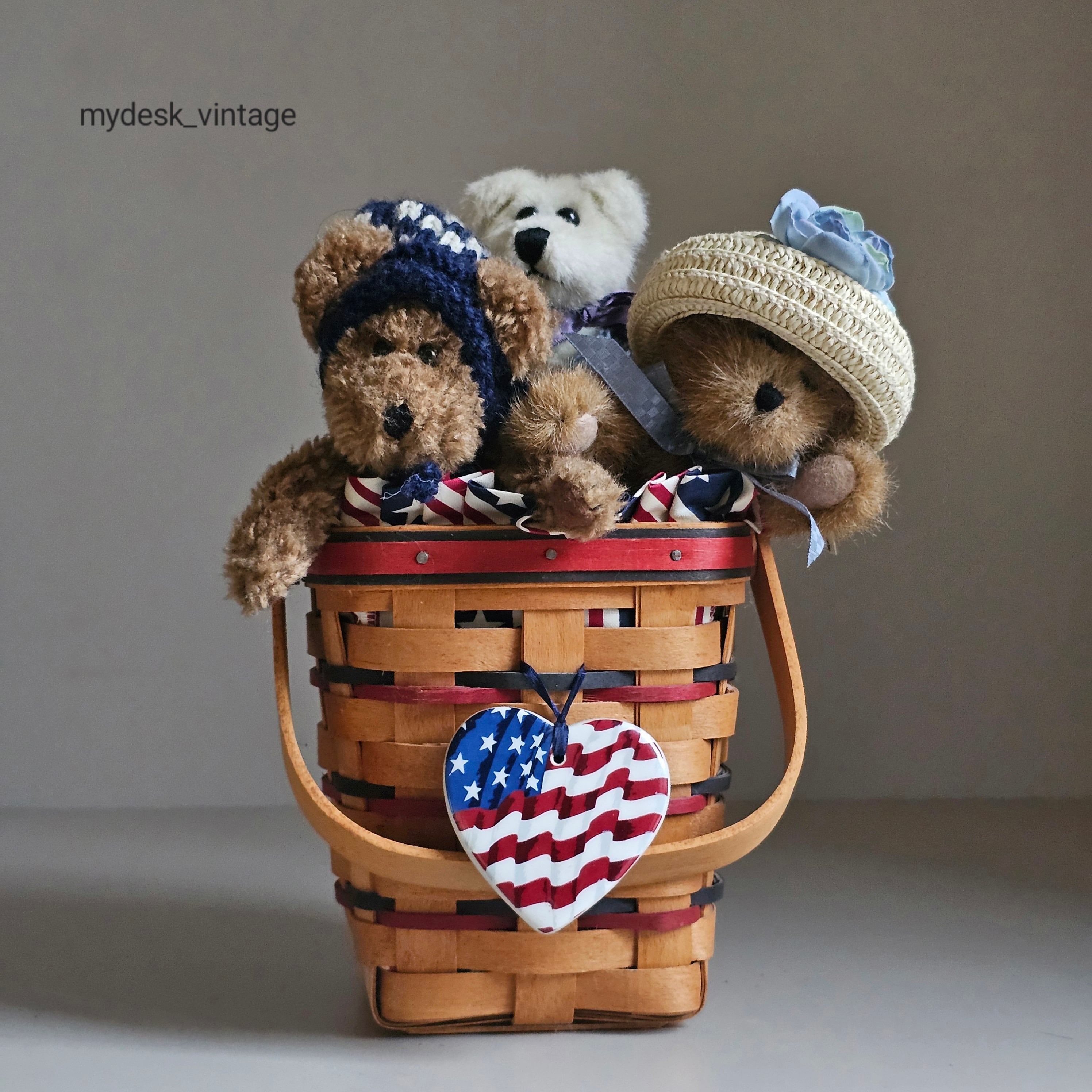 ビンテージ ハンドメイド ロンガバーガー バスケット Vintage Handmade