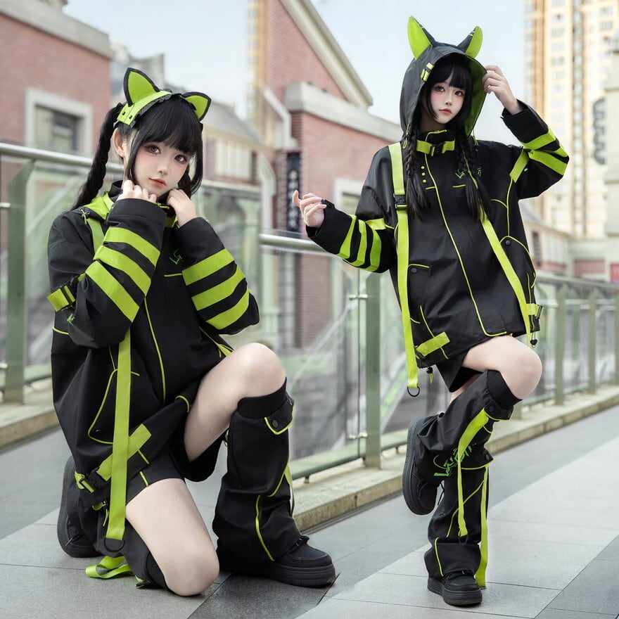 ゴスロリ通販 With U 地雷系 猫耳 セットアップ サイバーパンク