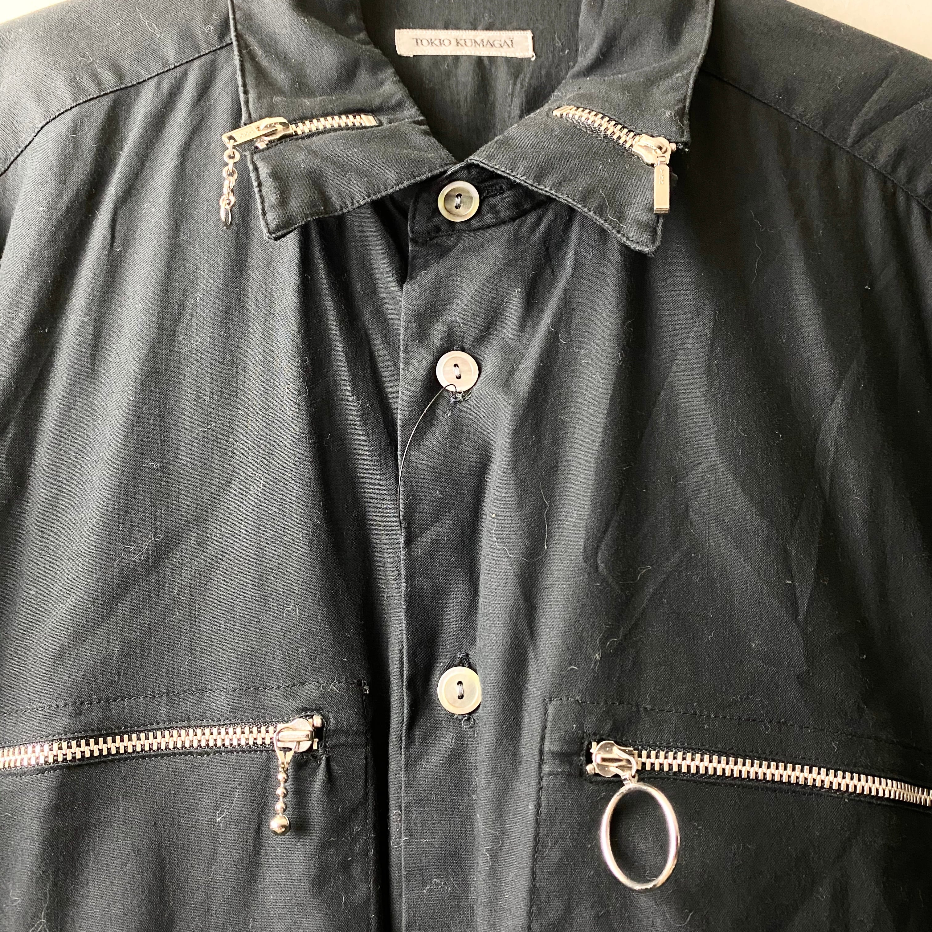 TOKIO KUMAGAI zip design black shirt | NOIR ONLINE