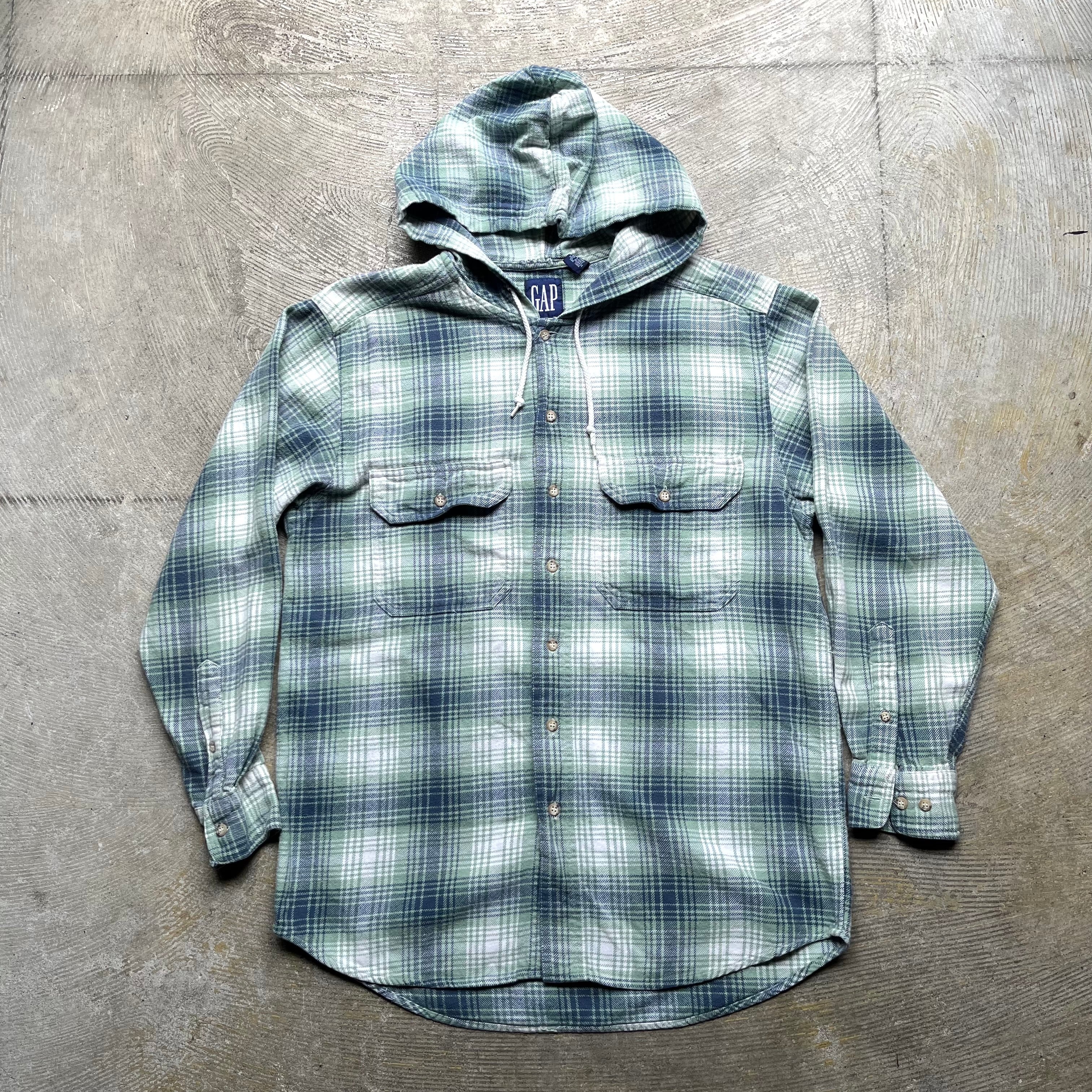 90's 00's Old GAP Ombre Plaid Cotton Shirt Parka オールドギャップ