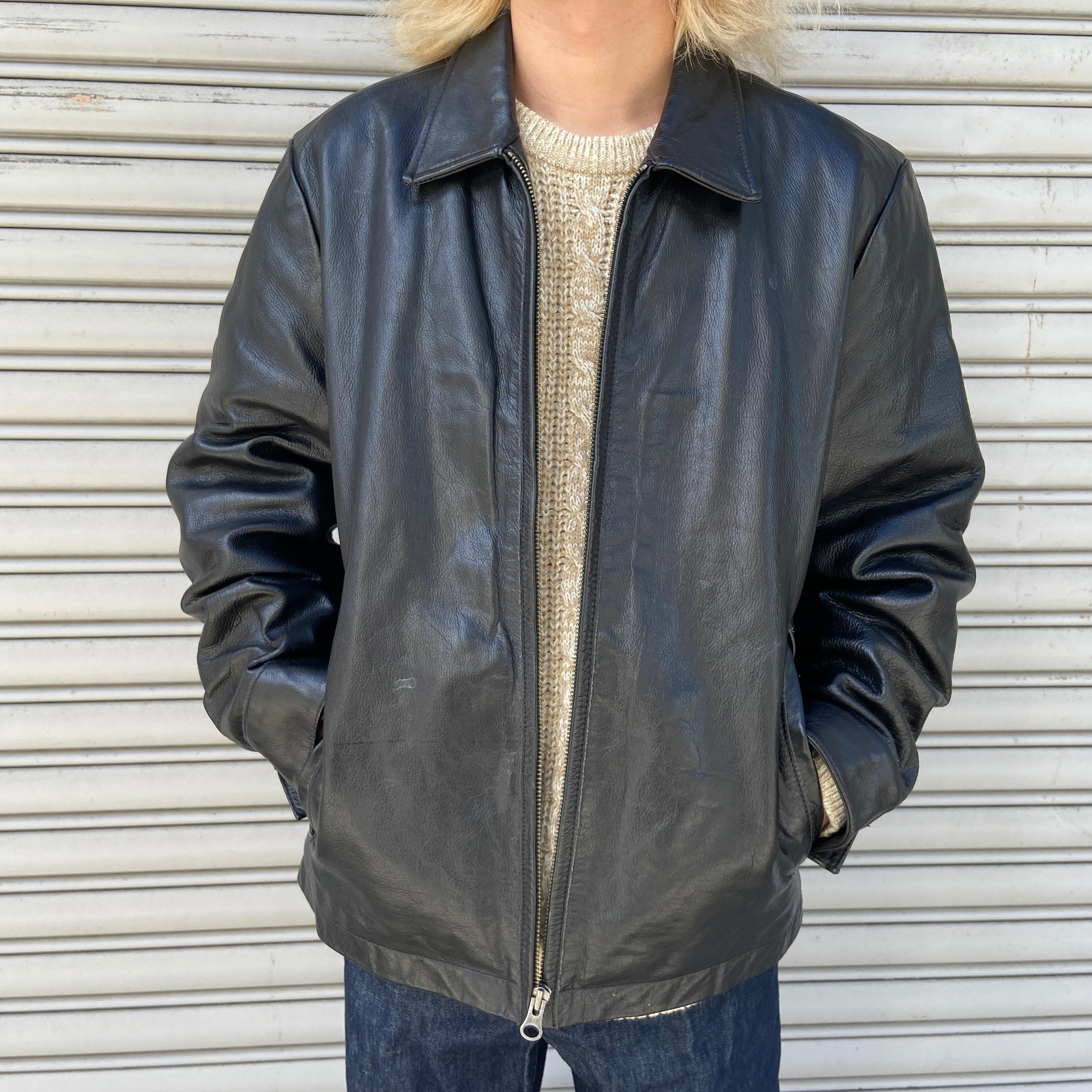 00s GAP オールドギャップ レザージャケット 本革 ブラック M | 古着屋 Uan