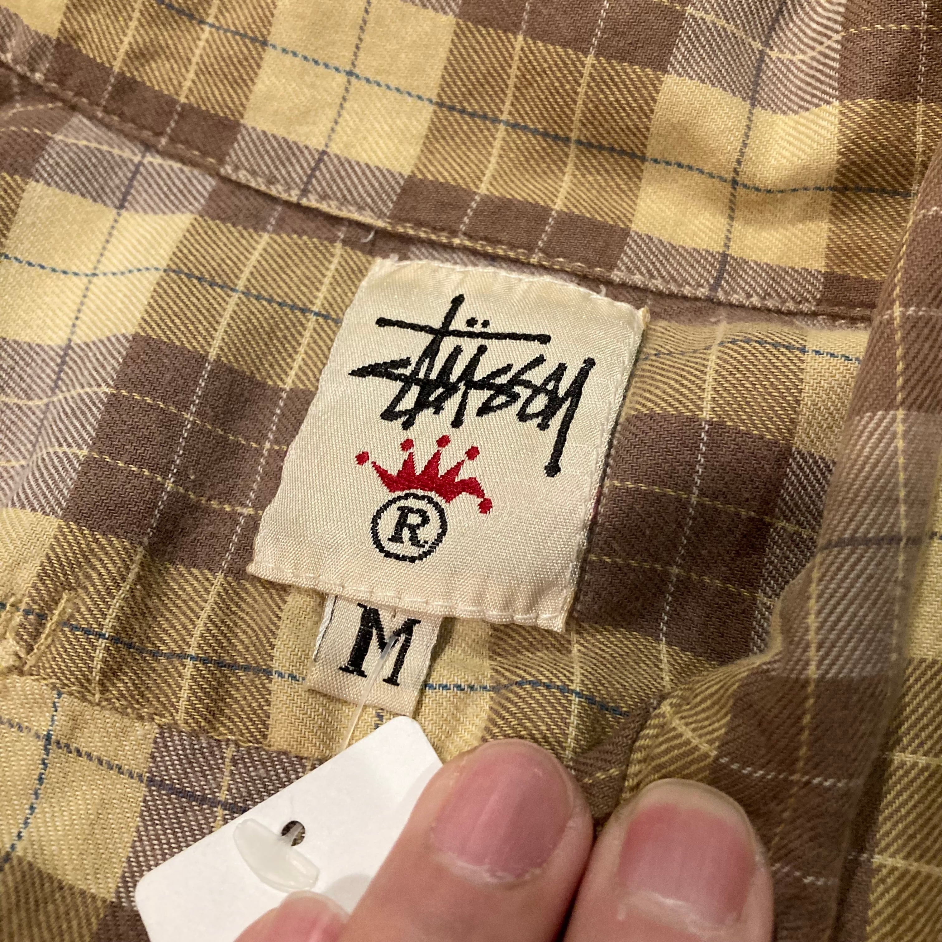 stussy 90s 白タグ 長袖 チェックシャツ USA オールドステューシー M