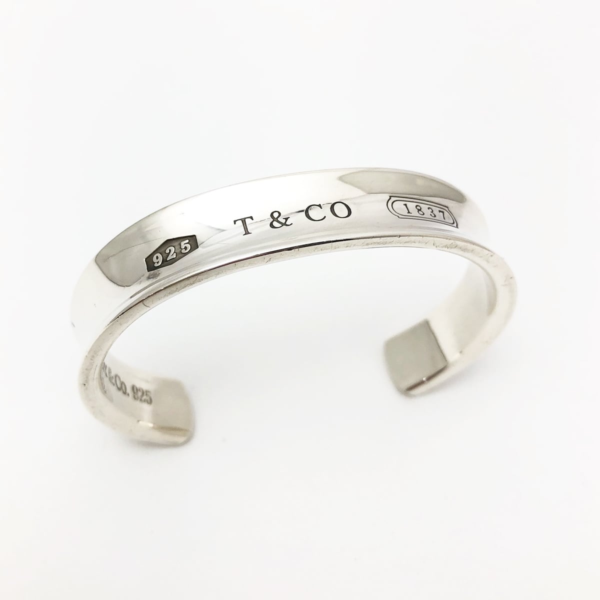 中古】 ティファニー シルバー バングル 1837 カフ ナロー 925