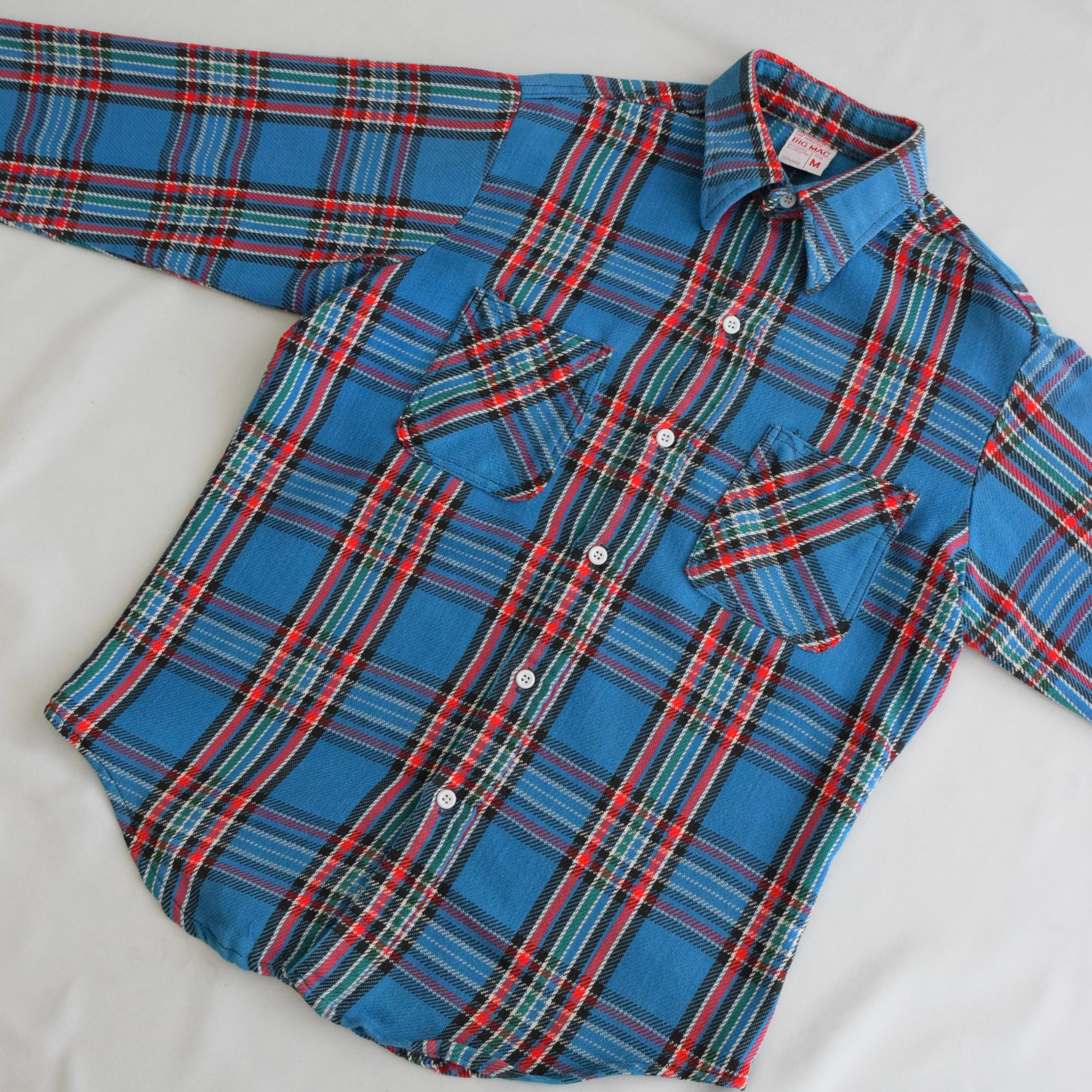 70's BIG MAC ネルシャツ メンズM ブルー ヘビネル フランネルシャツ