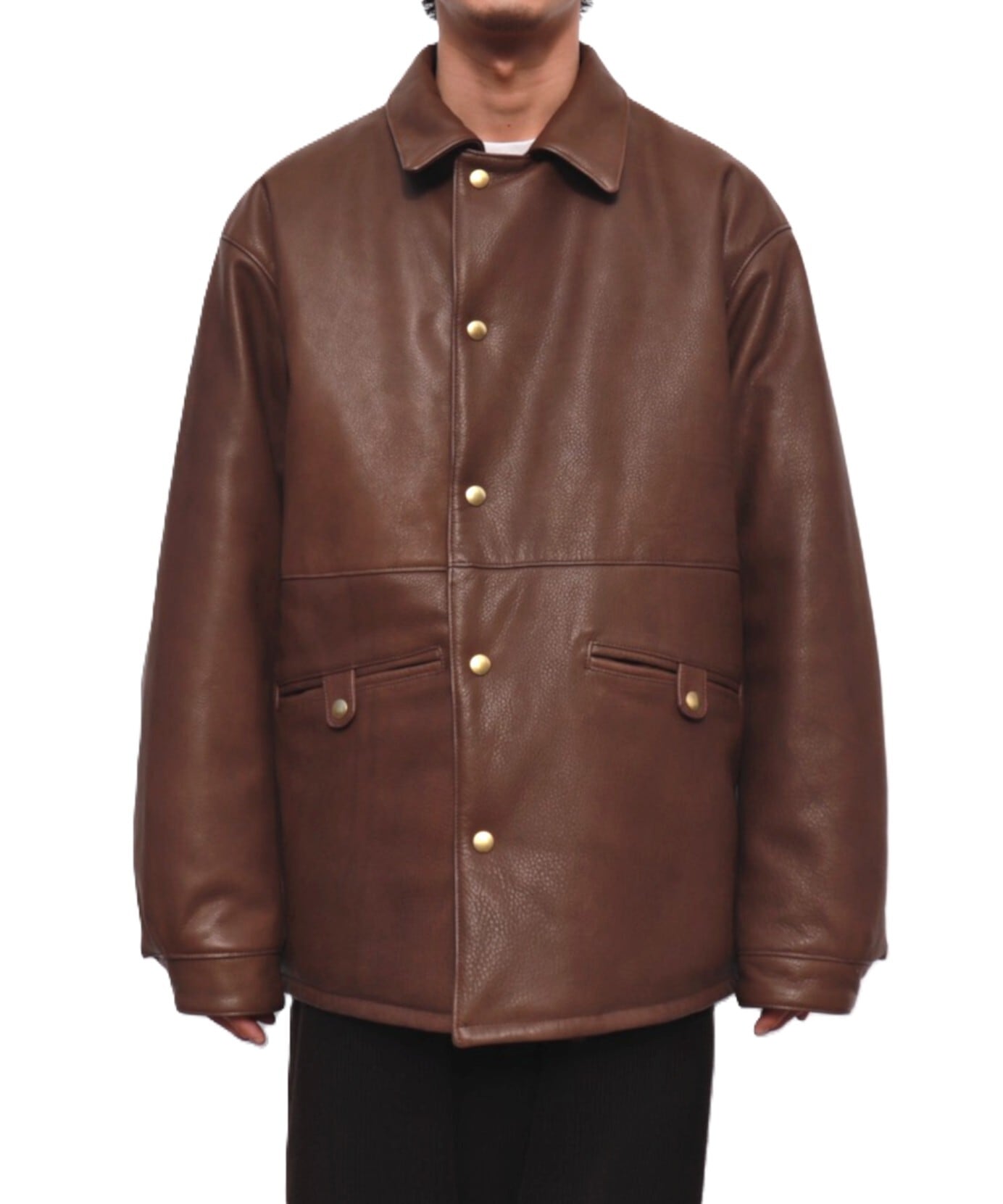 UNUSED / US2515 LEATHER CAR COAT (BROWN) | AfterSchool (アフター