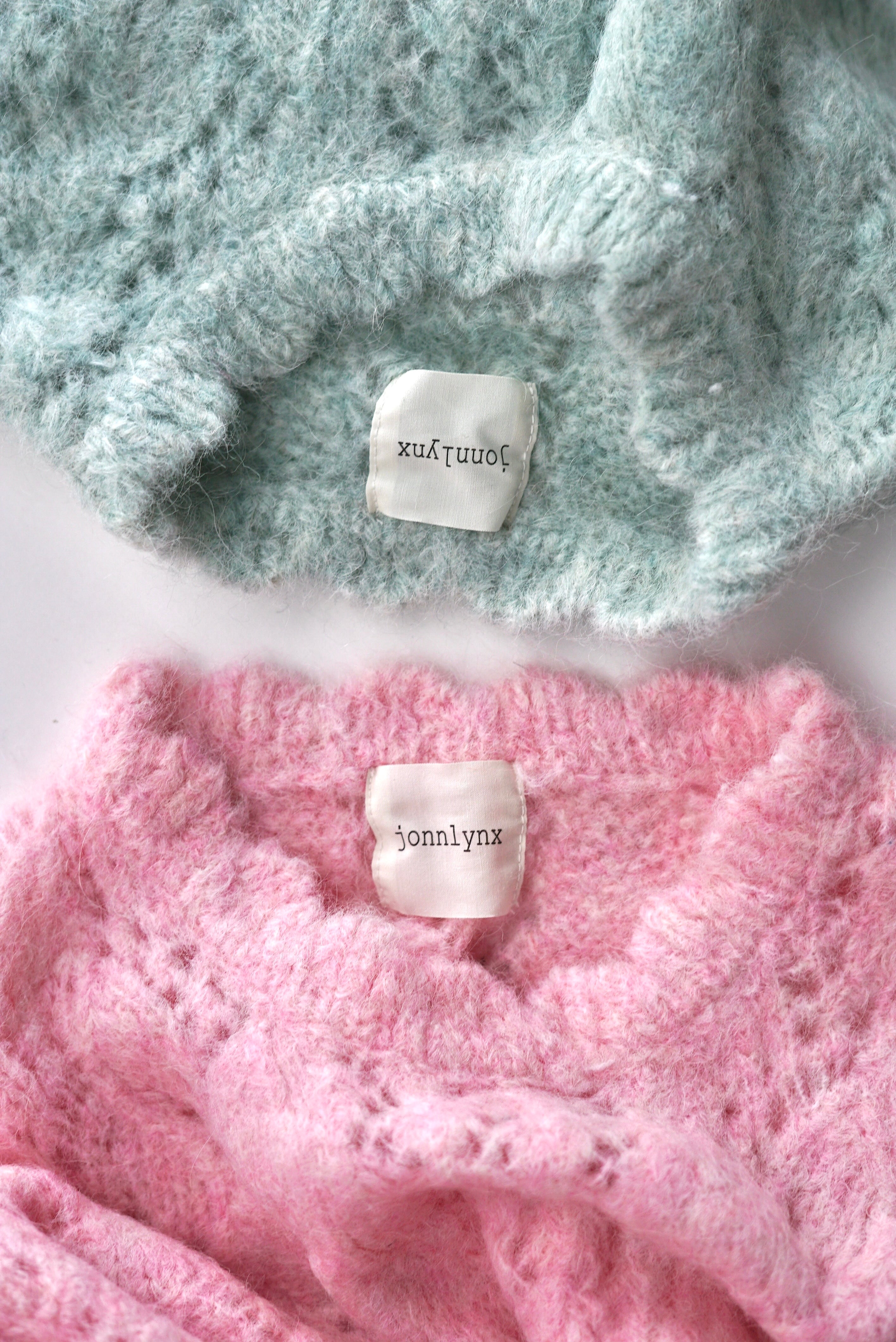 jonnlynx / mohair sukashi knit pullover (green, pink) | JUQUI Online