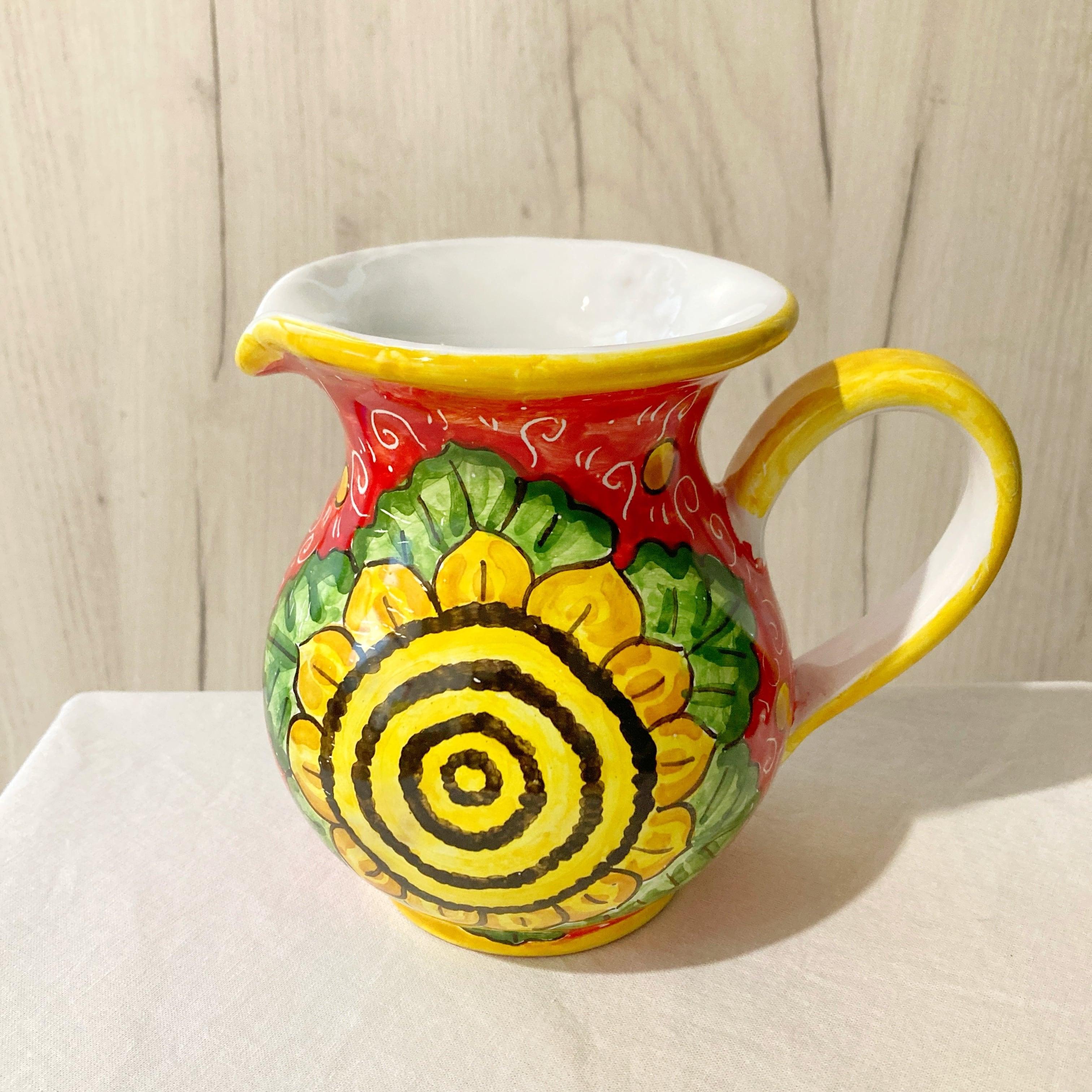 マヨリカ焼き 水差し ジャグ 14cm 600mL BRC004 イタリア陶器 ひまわり