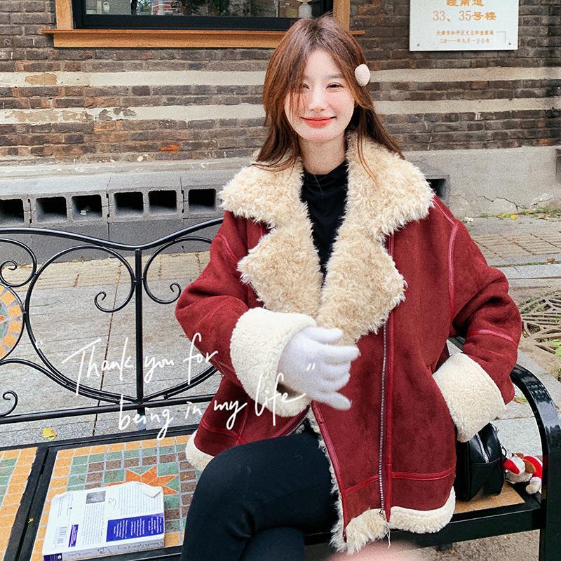 コート】ムートンコート レディース きれいめ アウター レッド 赤