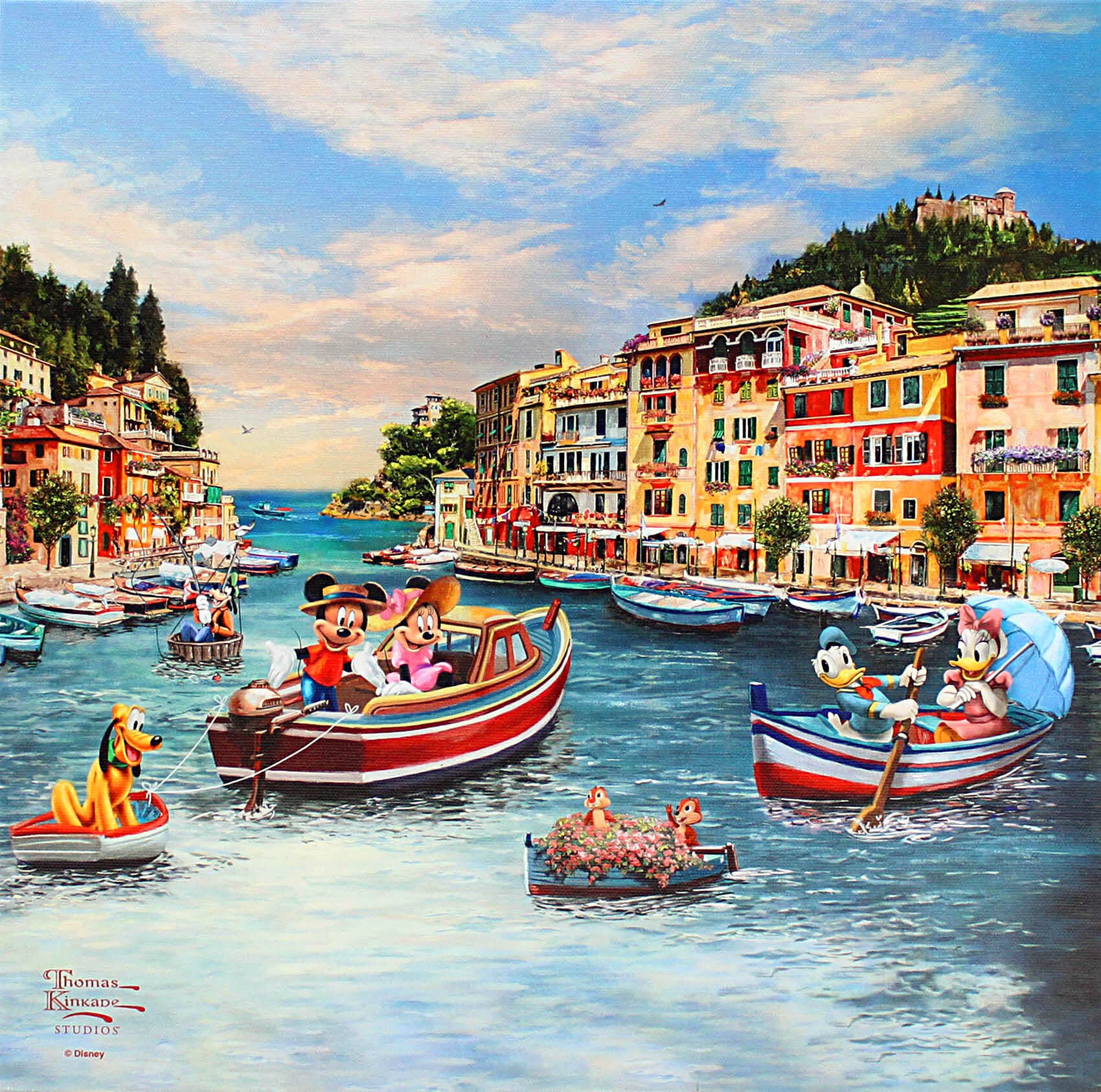 ディズニー絵画 ミッキー&ミニー/イン イタリア 展示用フック付