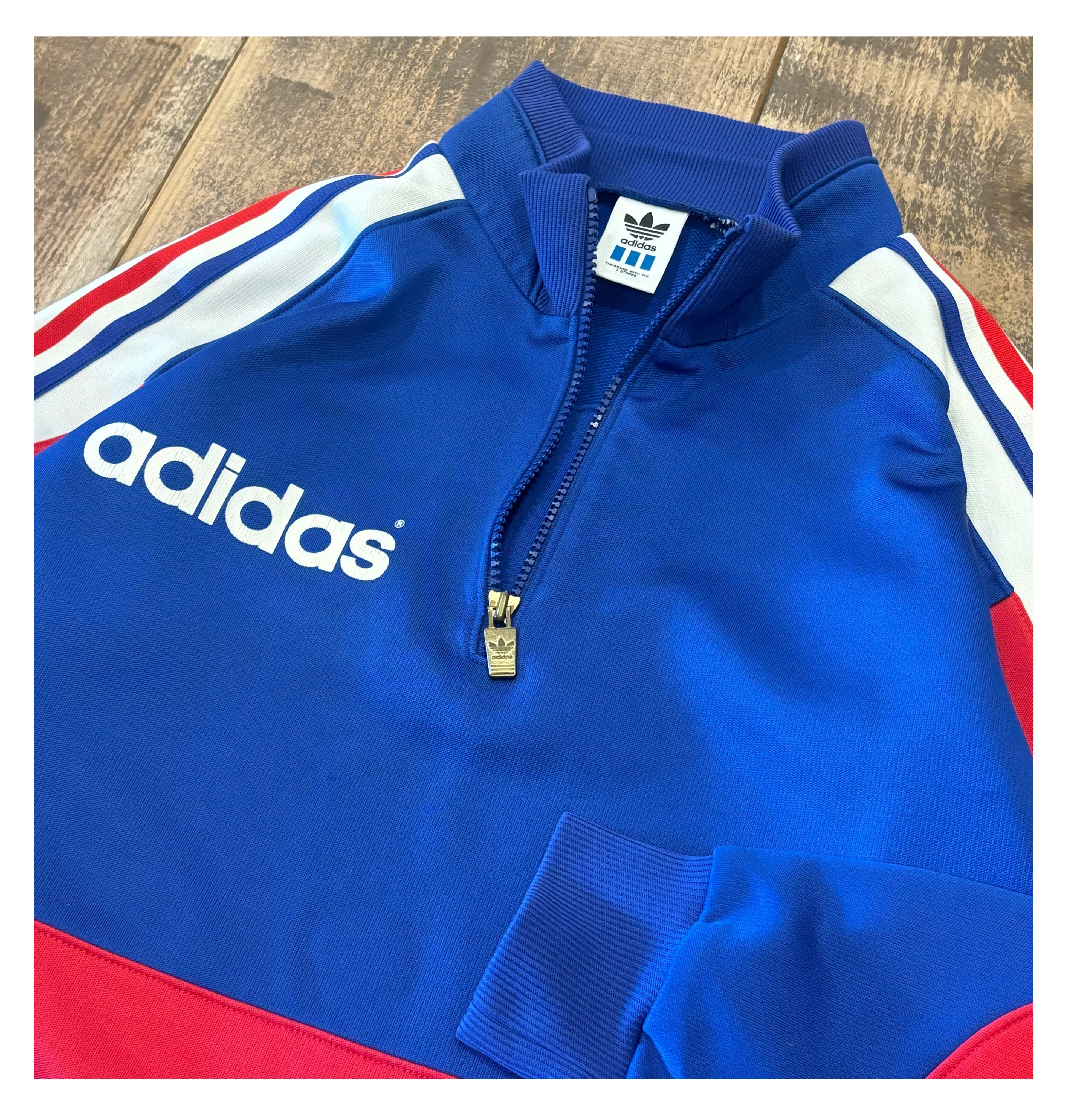 90s adidas デサント トラックジャケット ハーフジップ スリー