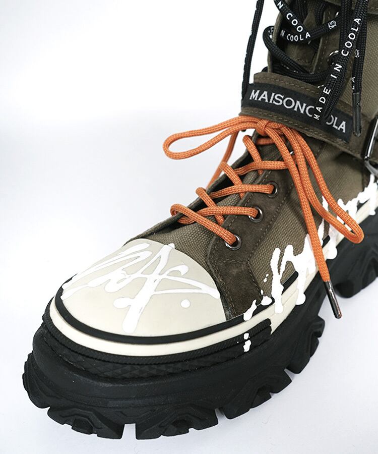 MAISON COOLA ペイントハイカットスニーカー (KHAKI) CQ-45536 | COOLA