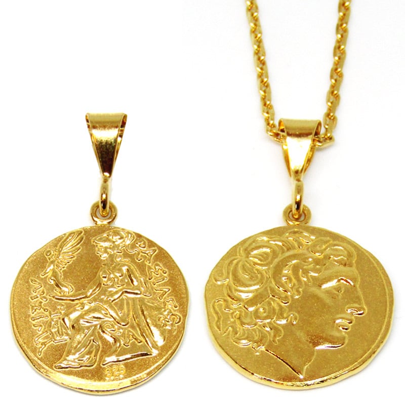 送料無料 シルバー925 コインネックレス 古代ギリシャ アンティーク