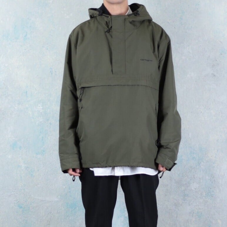 carhartt 裏起毛 オリーブグリーン ナイロンアノラックパーカー【FF