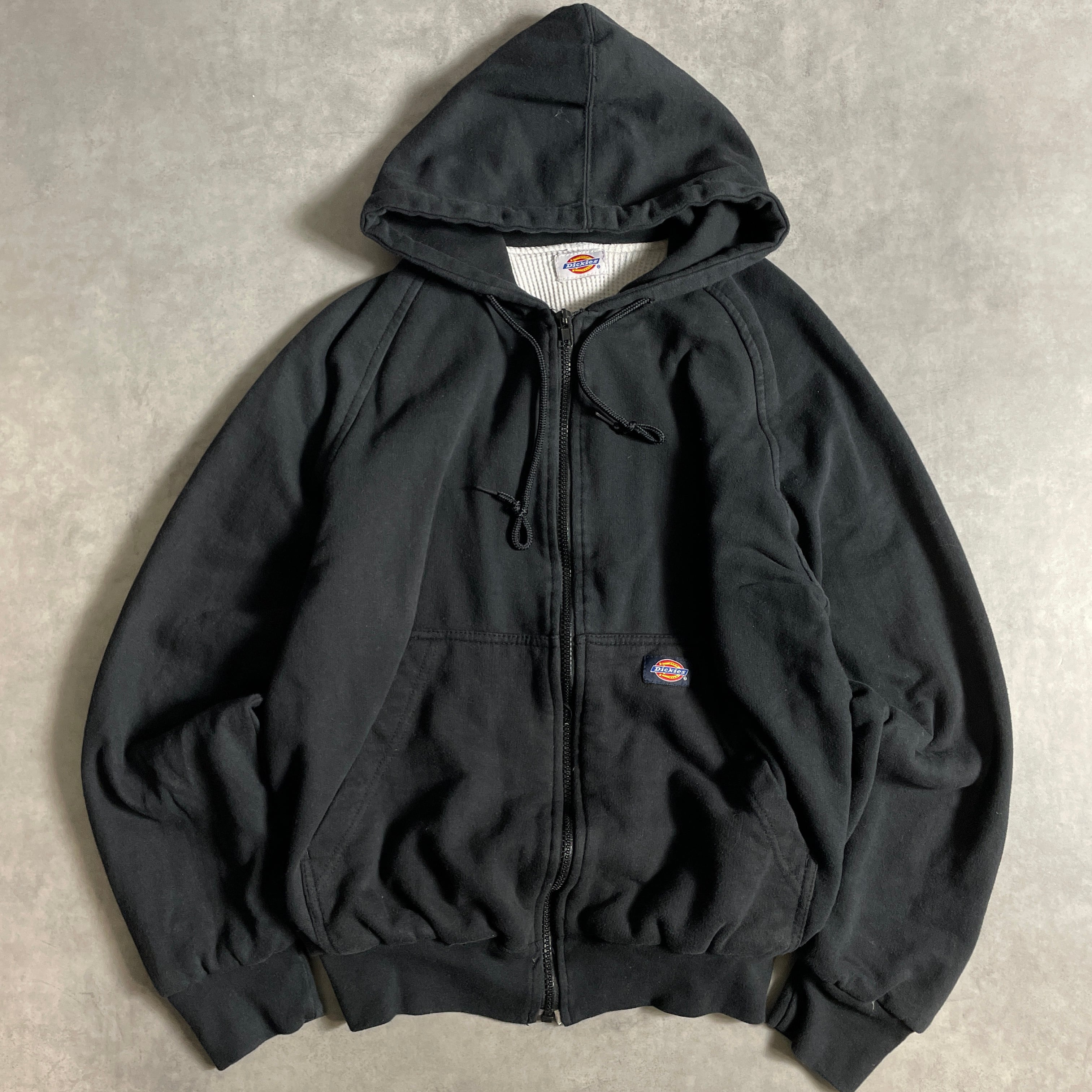 90s Dickies 裏サーマル ジップパーカー ダブルフェイス フェード 黒