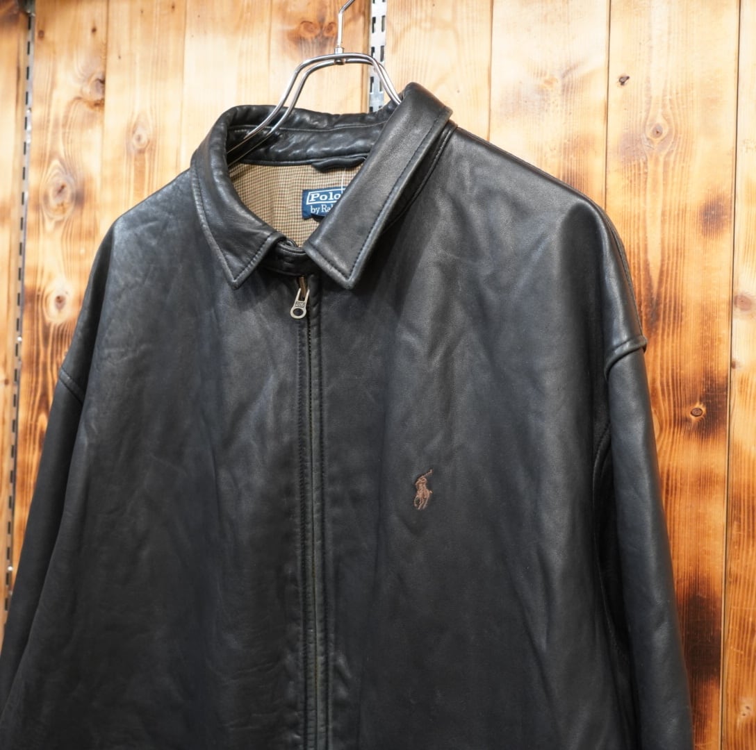 ralphlauren ブラック レザージャケット XXL/ラルフローレン 黒 革