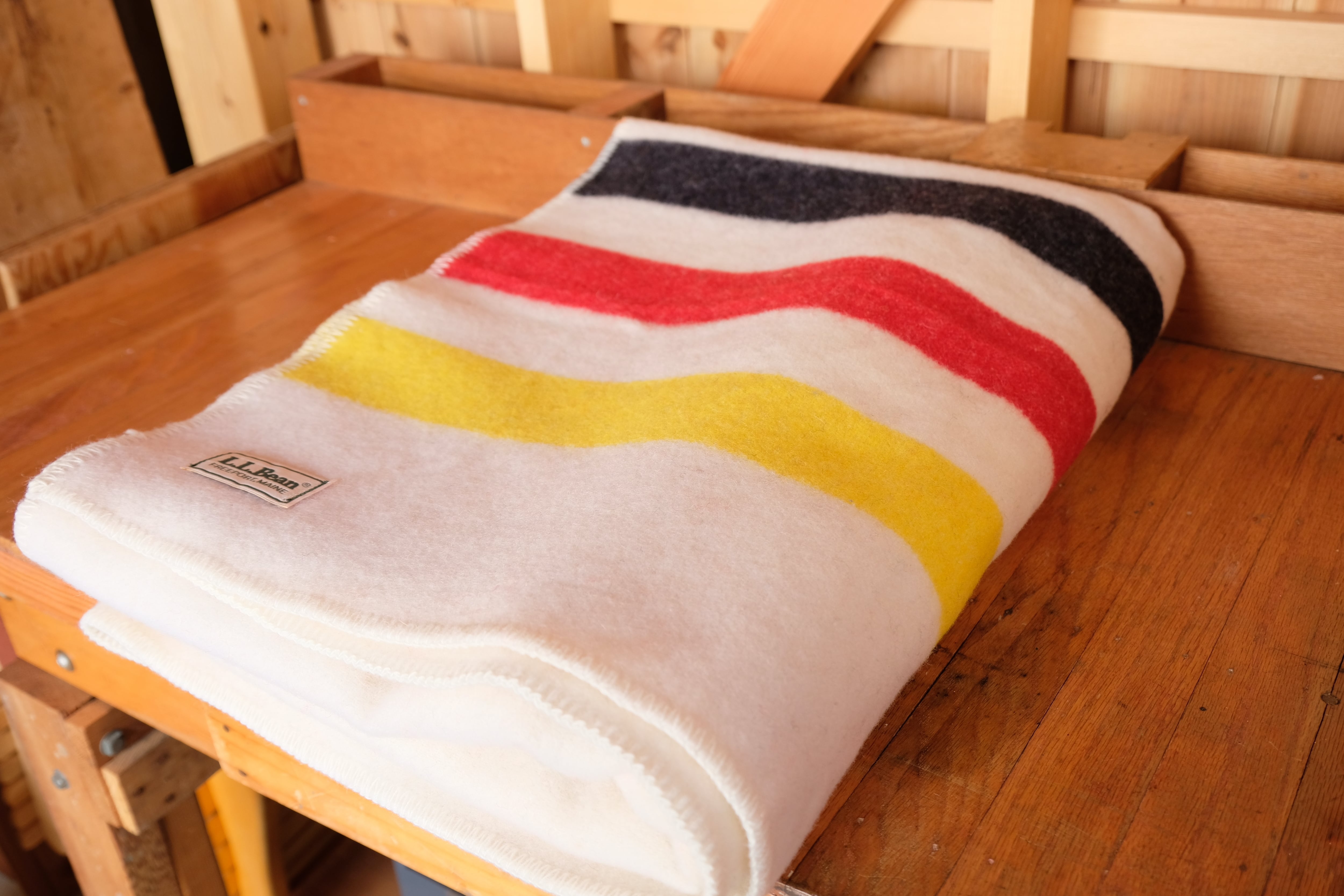 size M) 80s L.L.Bean heavywool blanket Trapper Stripe | COUNTRY