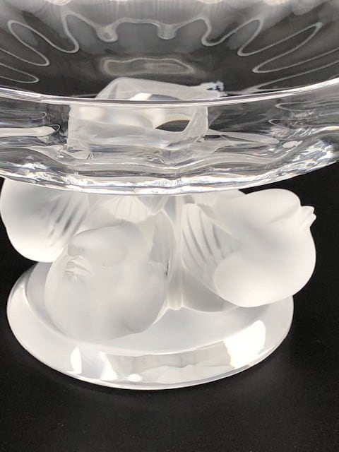 ラリック コンポート用の透明感のあるクリスタルガラスのお皿