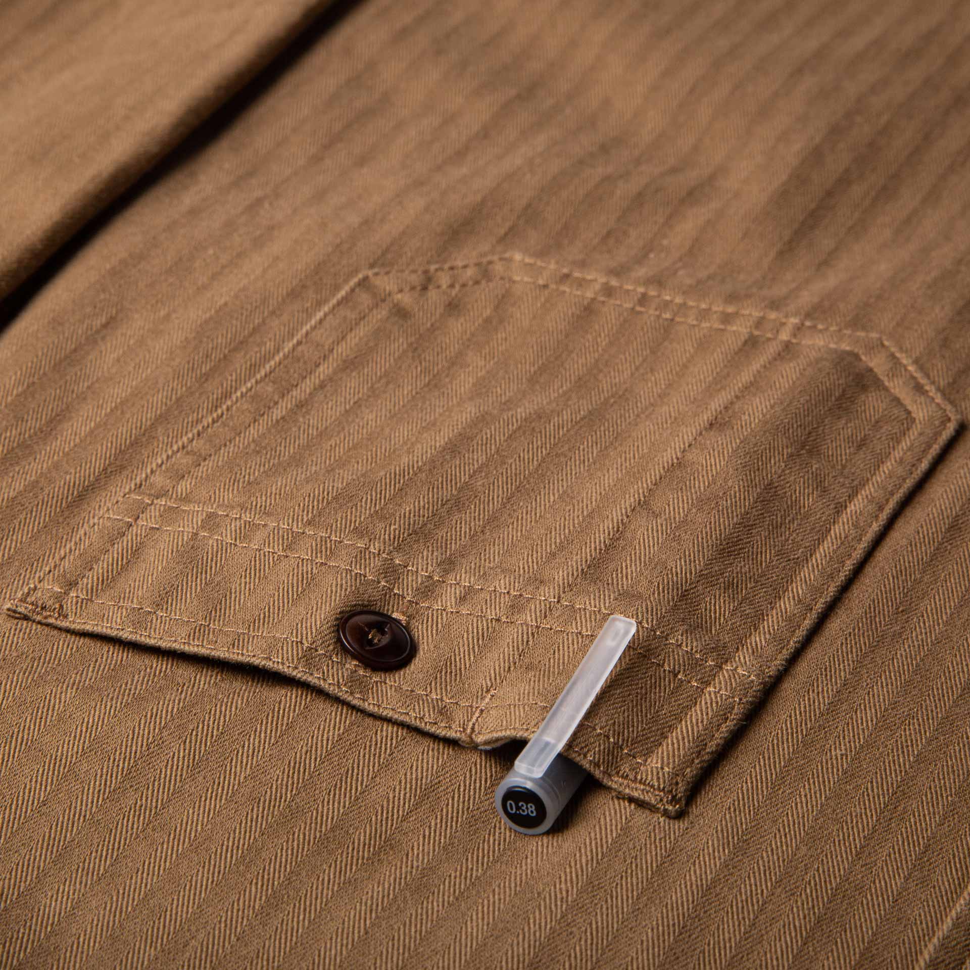 BWS-02 UTILITY SHIRT 8 oz. brown herringbone | BENZAK – Benzak