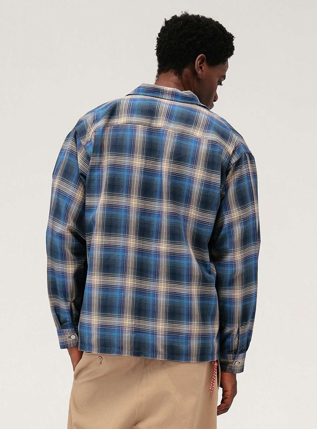 Ombre Check Open Collar Shirt