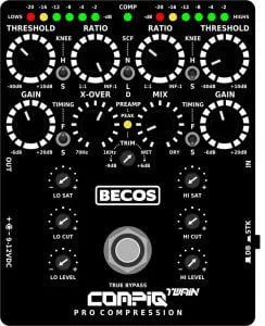 CompIQ TWAIN Pro Dual Band / Stacked Compressor Pedal for Bass and