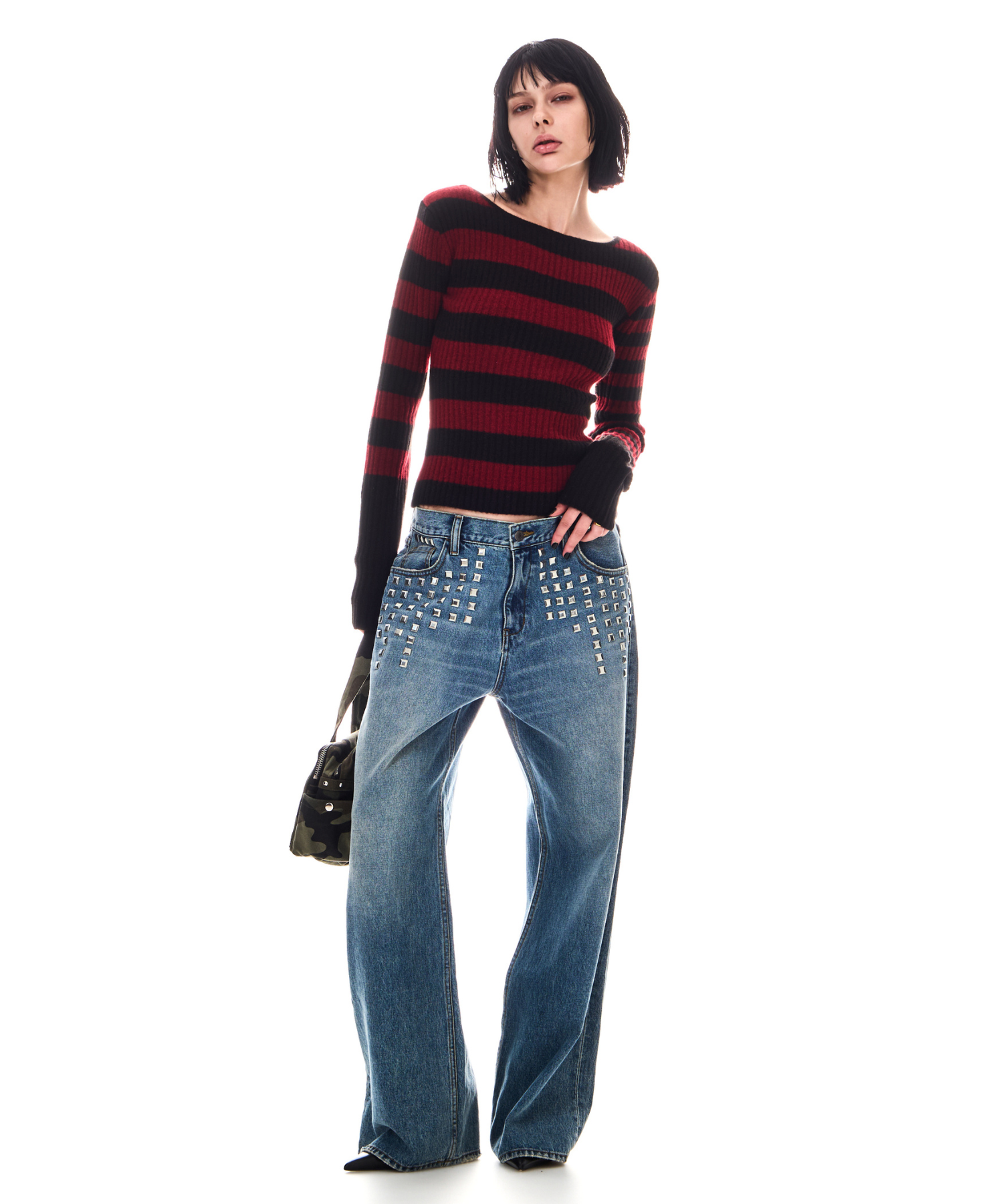 METAL STUDS SEMI LOOSE DENIM – BEEDEN