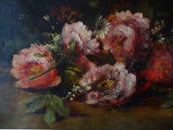 西洋アンティーク フランス19世紀絵画 ブーケ 静物画 花の絵 アート