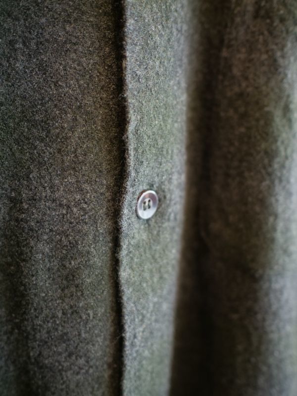 COMOLI ウールチェックオープンカラーシャツ