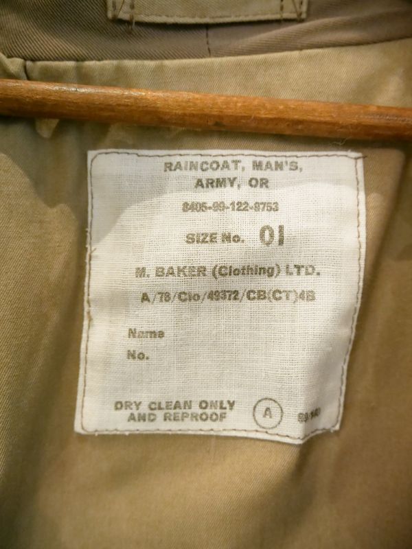 VINTAGE 60's UK ARMY RAIN COAT 60年代 イギリス軍レインコート