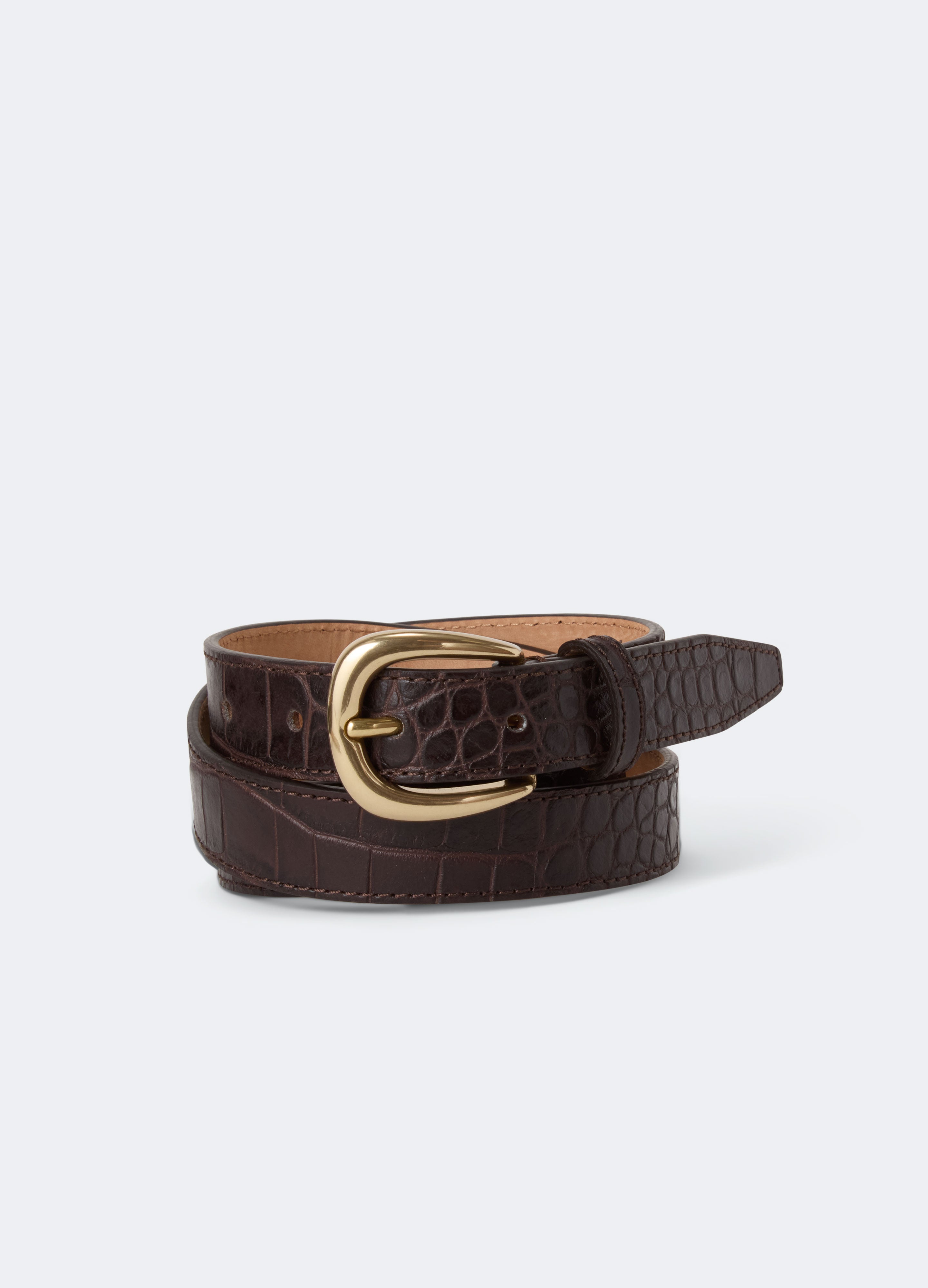 Leather Belt - Dark Brown Croco – Berg & Berg