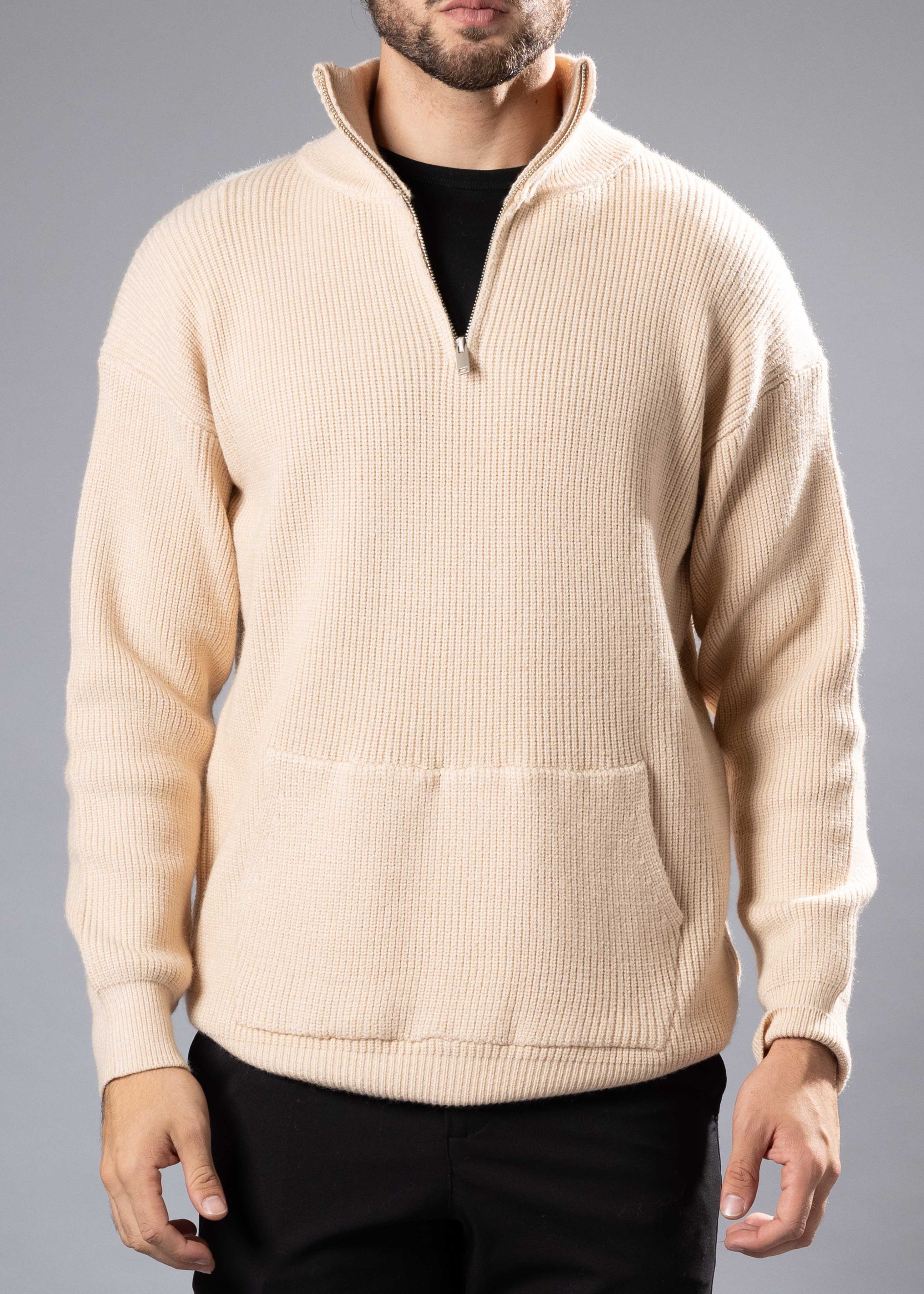 Ribbed Half-Zip Knit Sweater – BESPOKE MODA